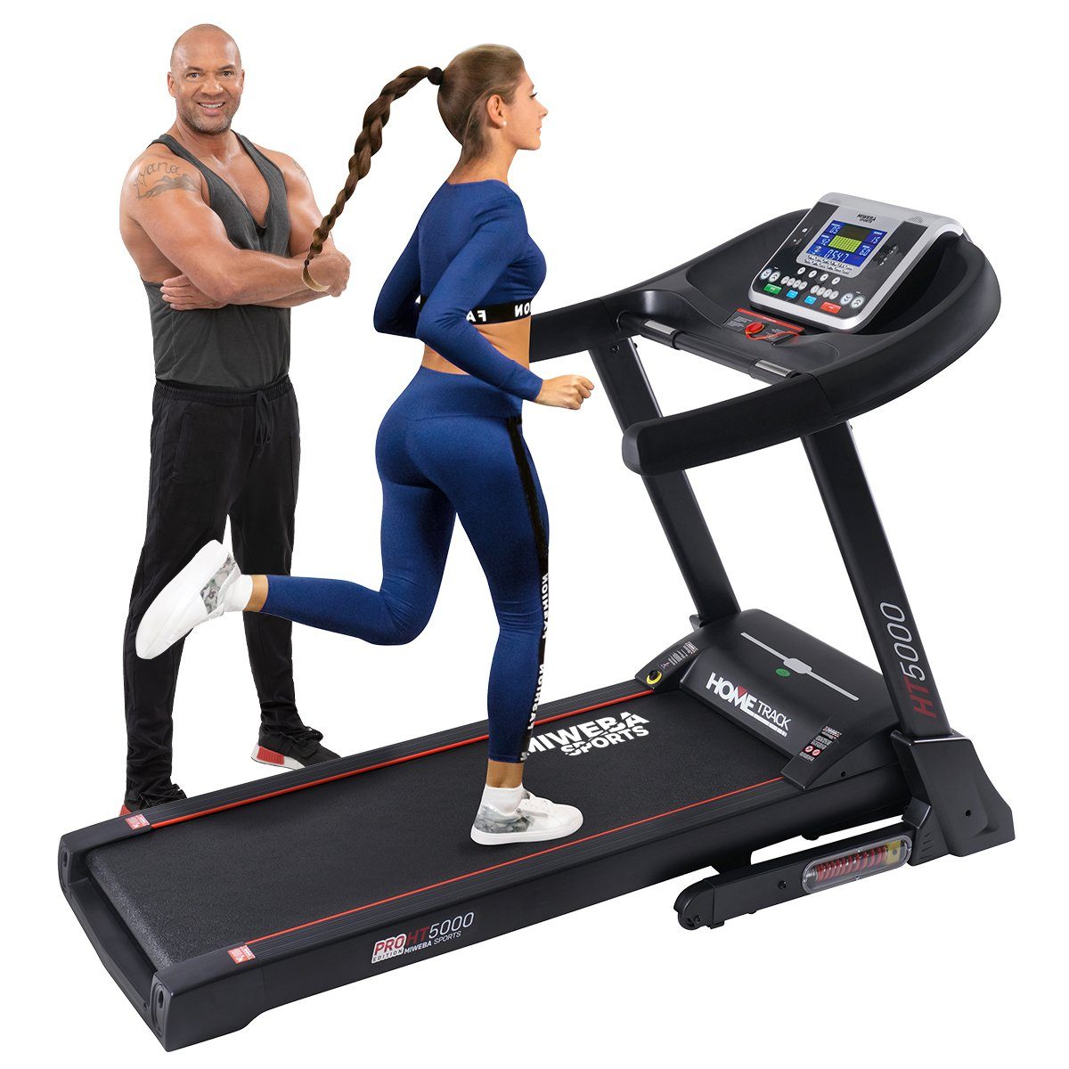 Miweba Sports Laufband Fitnessgerät Heimtrainer HT5000 klappbar - 18 km/h - 15 % Steigung (Treadmill, Trainingsgerät, Sportgerät, Speedrunner, 1-tlg., 2000 Watt, große Lauffläche, GFit-App, 12 Laufprogramme, Pulsmesser, LCD-Display, Safety-Key Klemme