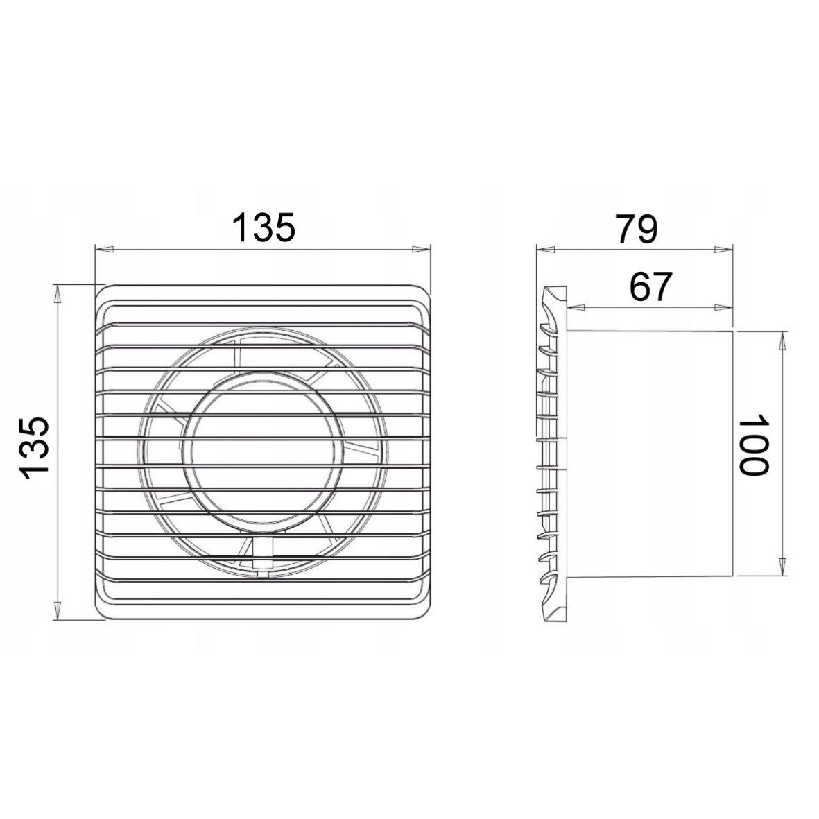 ADAKAT Wandventilator I Badlüfter 100mm I mit Netzkabel und Schalter