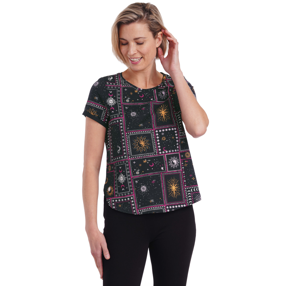 Damen Schlafshirt mit Sternbild-Allover