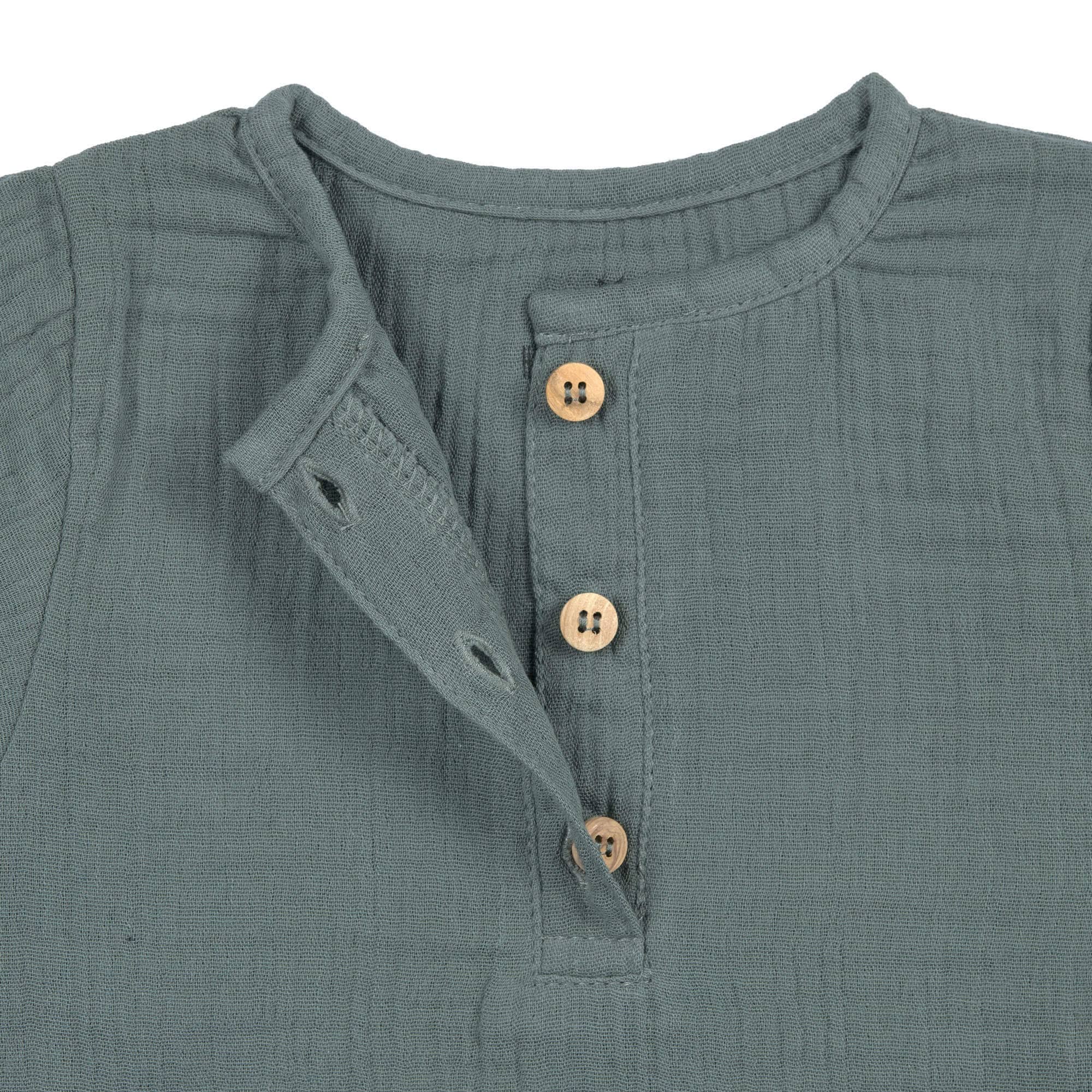 Musselin Langarmshirt - Bio Baumwolle, Petrolgrün