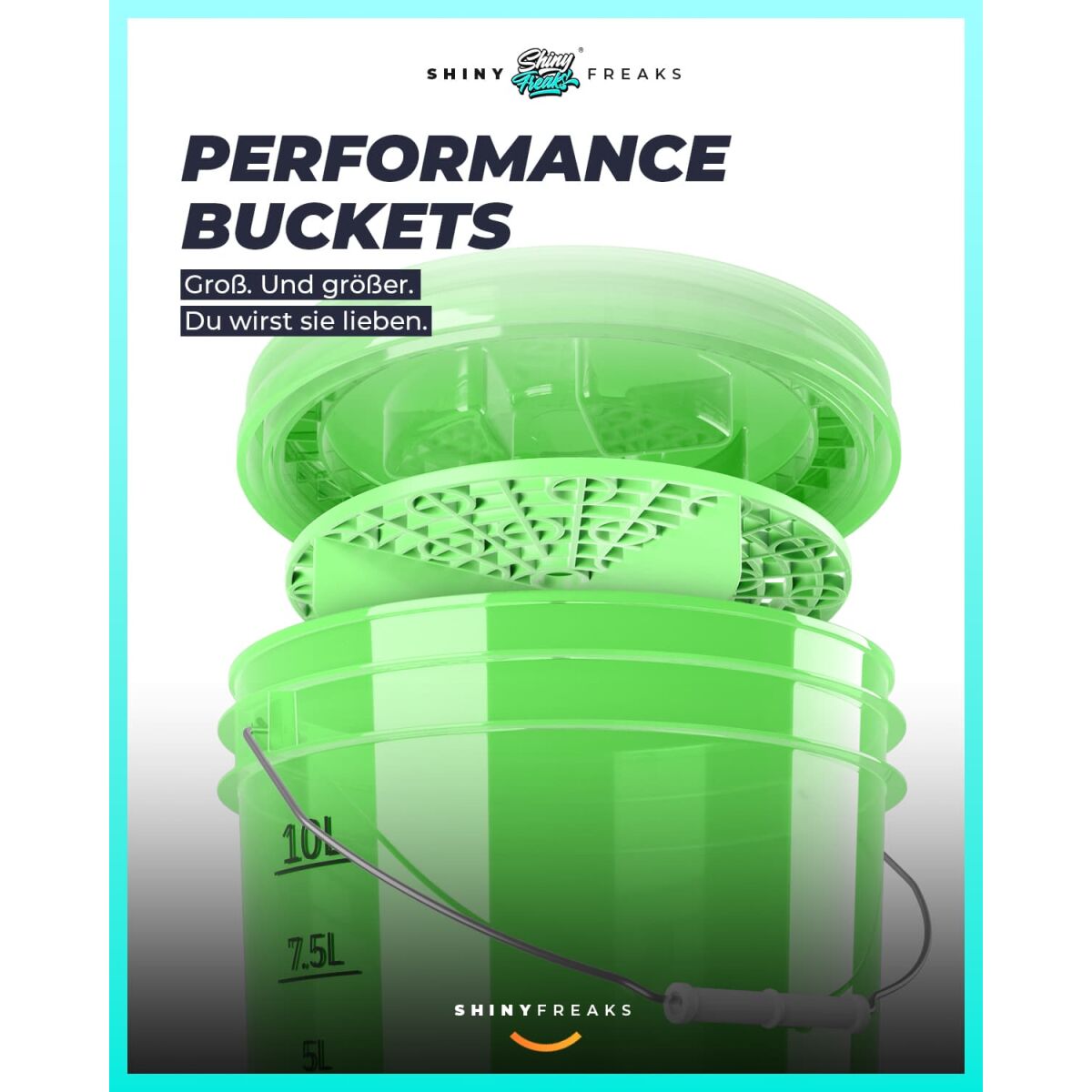 chemicalworkz Performance Buckets Wascheimer 3,5GAL Grün Transparent