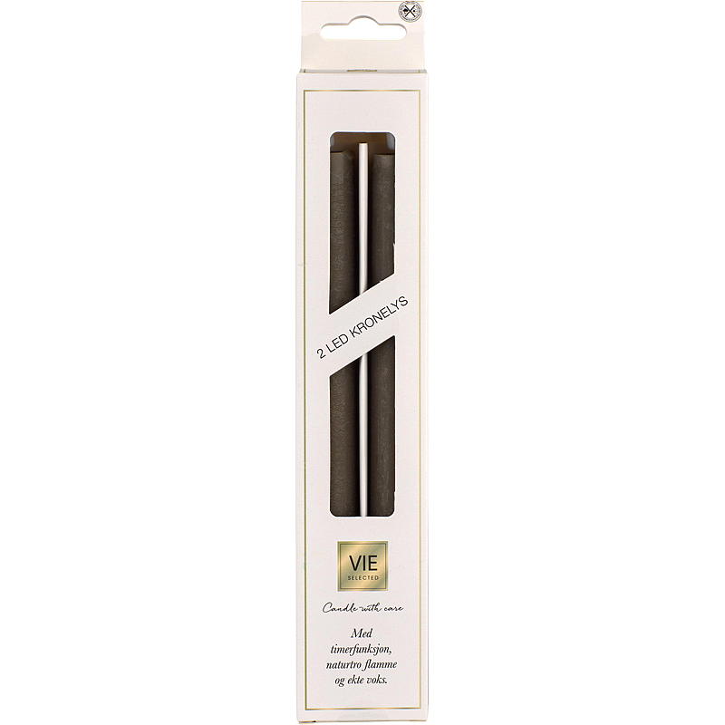 Vie Selected Kronelys 2-pk 24 cm LED timer varmgrå