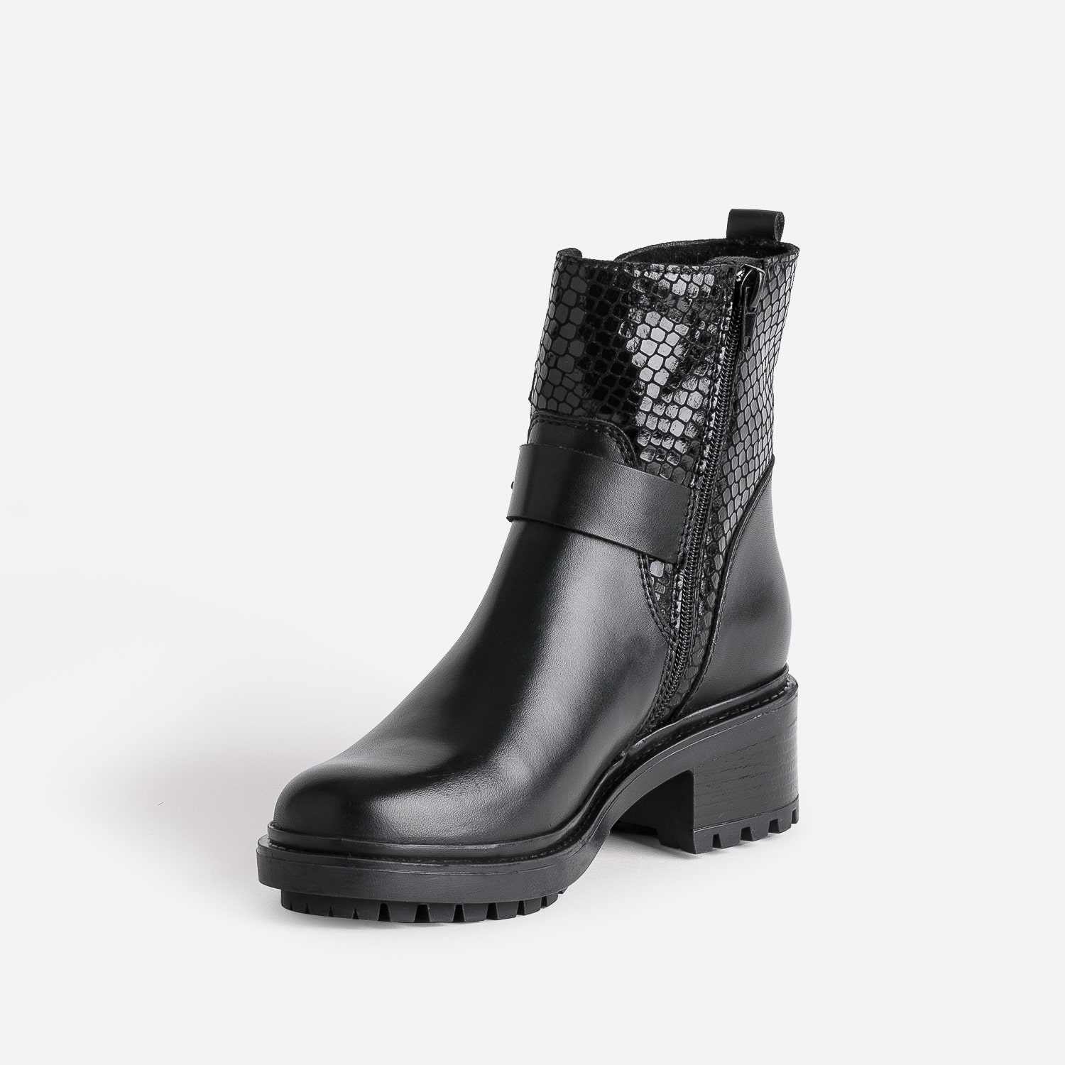 Boots motard noir éco-conçu en cuir