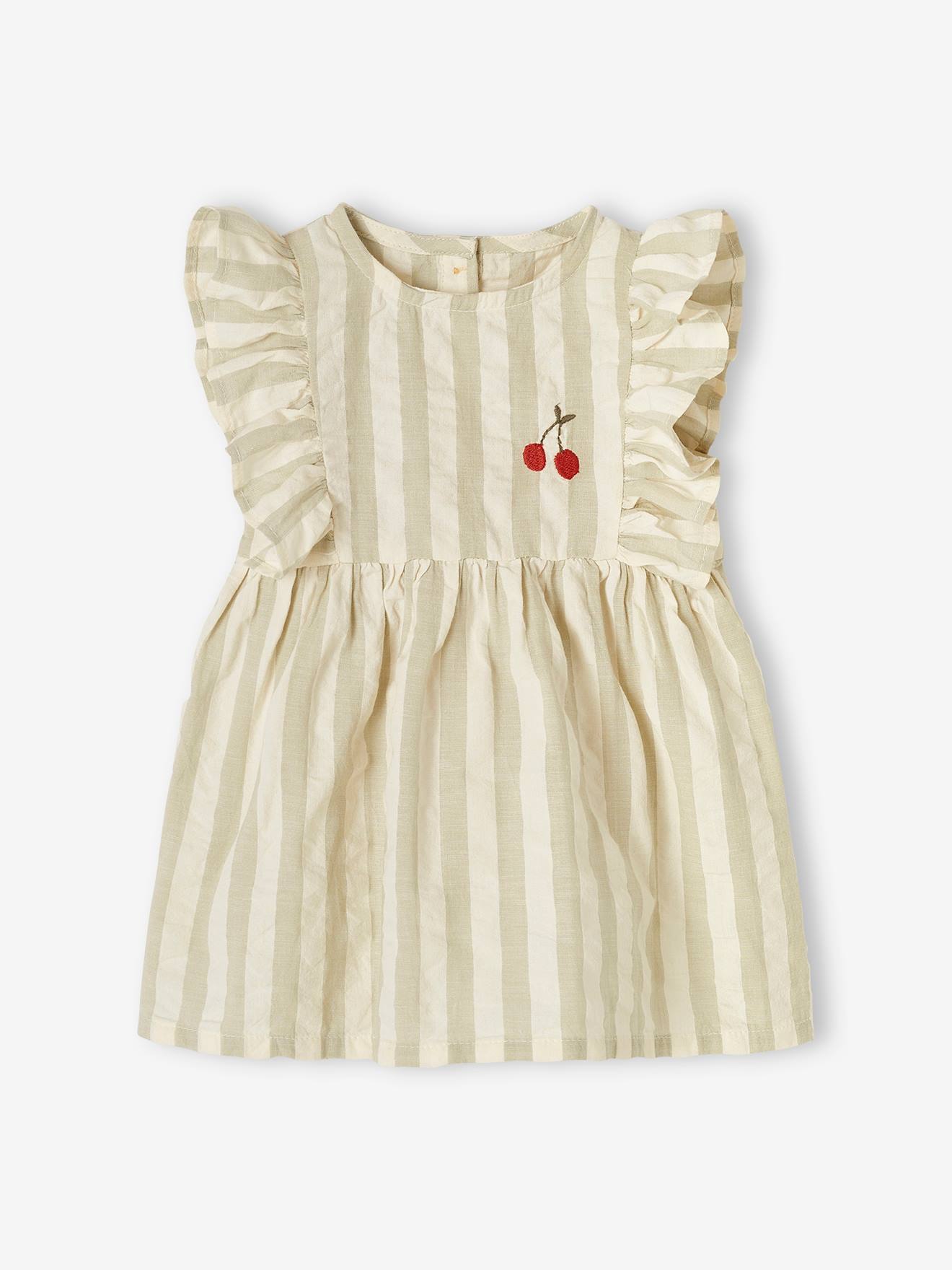 Vertbaudet Mädchen Baby Kleid, ärmellos - graugrün
