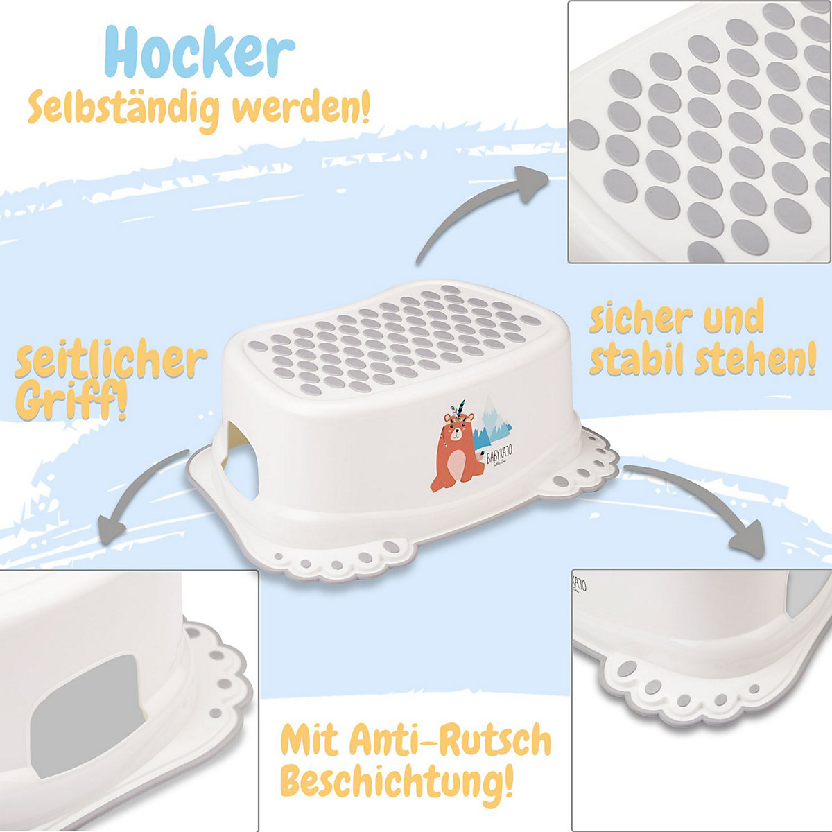 Kinder Hocker - Trittschemel mit Anti-Rutsch Beschichtung