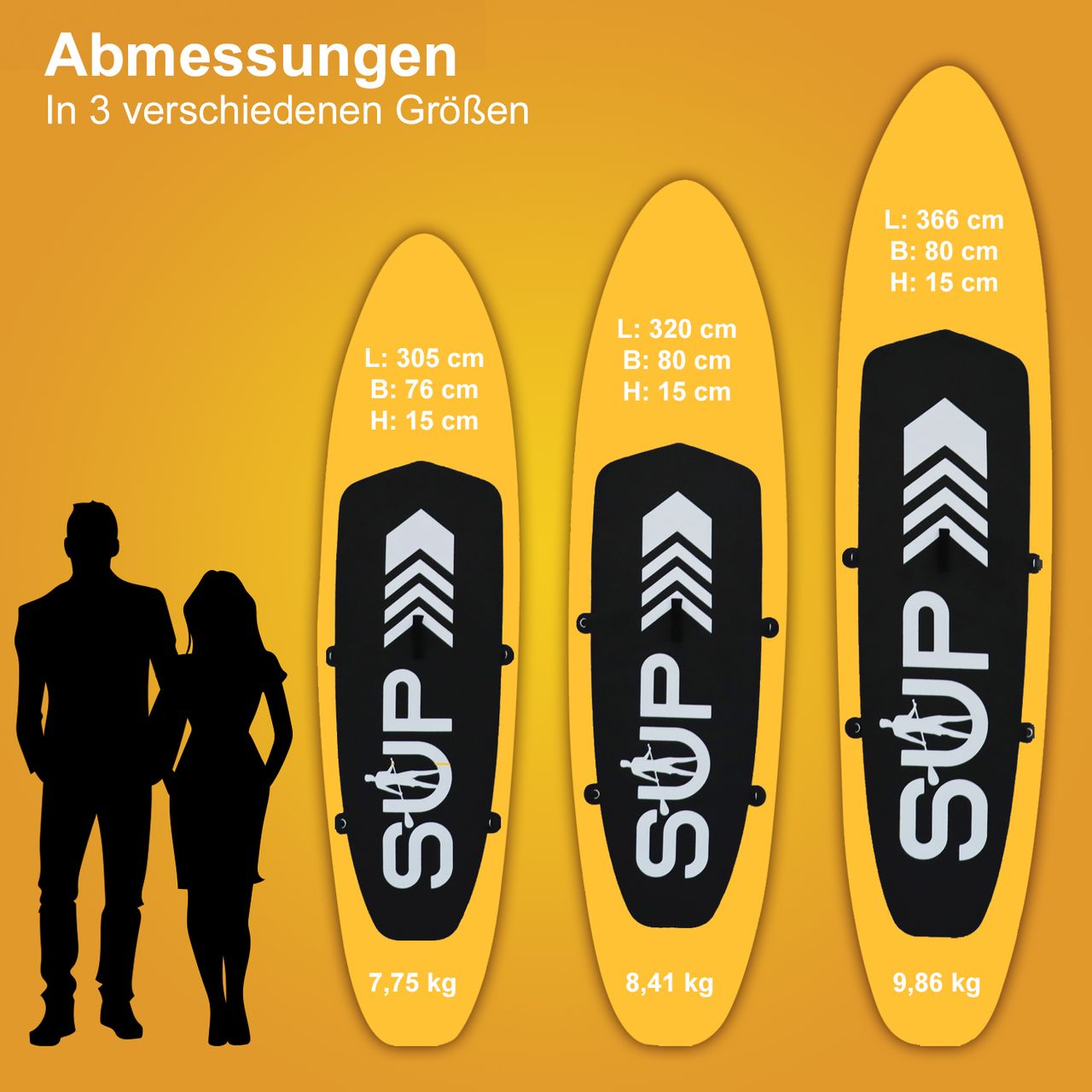 TroniTechnik Standup Paddle Board SUP, inkl. umpfangreichen Zubehör, Paddel und Hochdruckpumpe, Farbe Orange in Größe 366 x 80 x 15cm