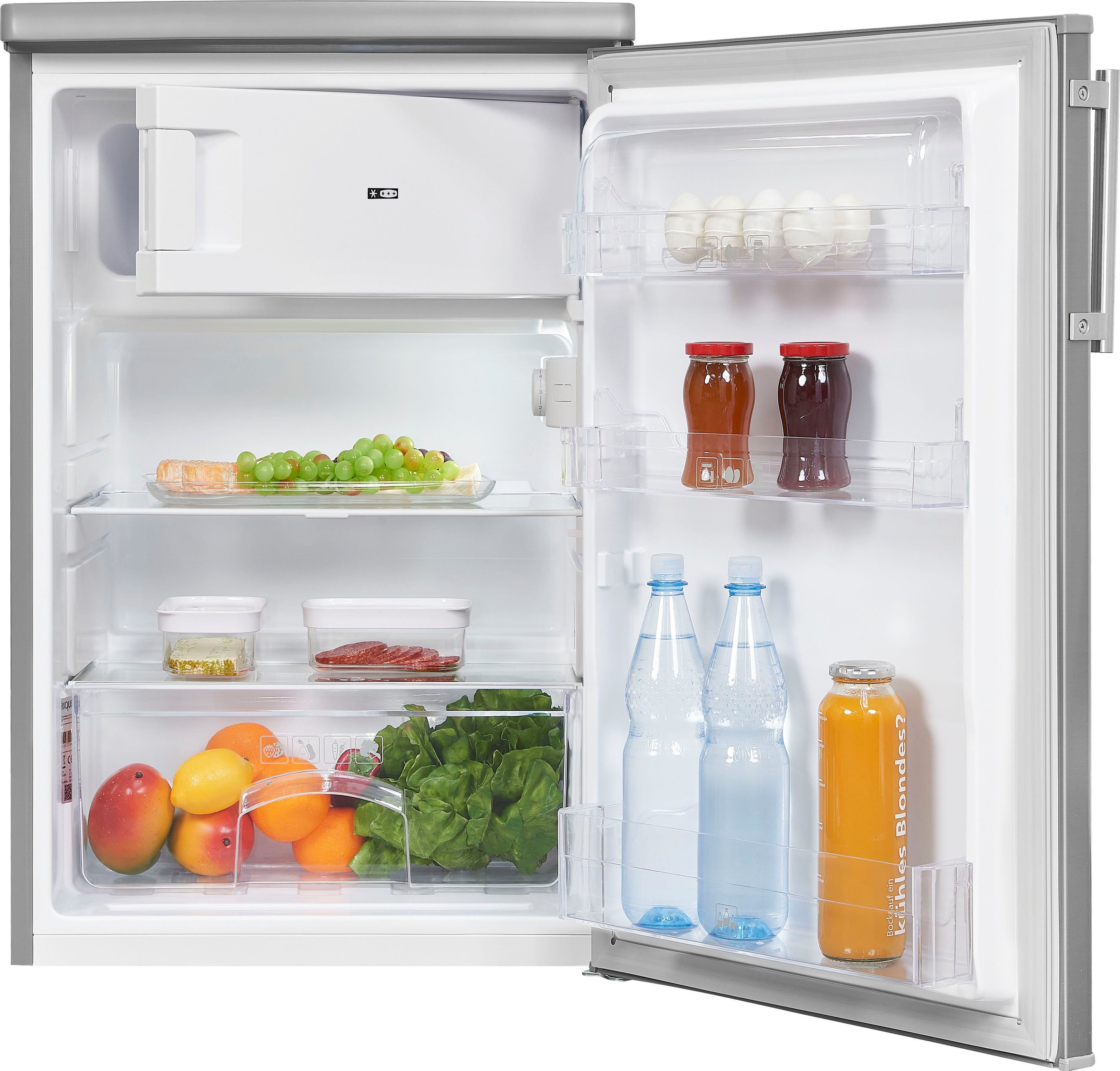 exquisit Kühlschrank KS16-4-HE-040E inoxlook, 85,5 cm hoch, 55,0 cm breit
