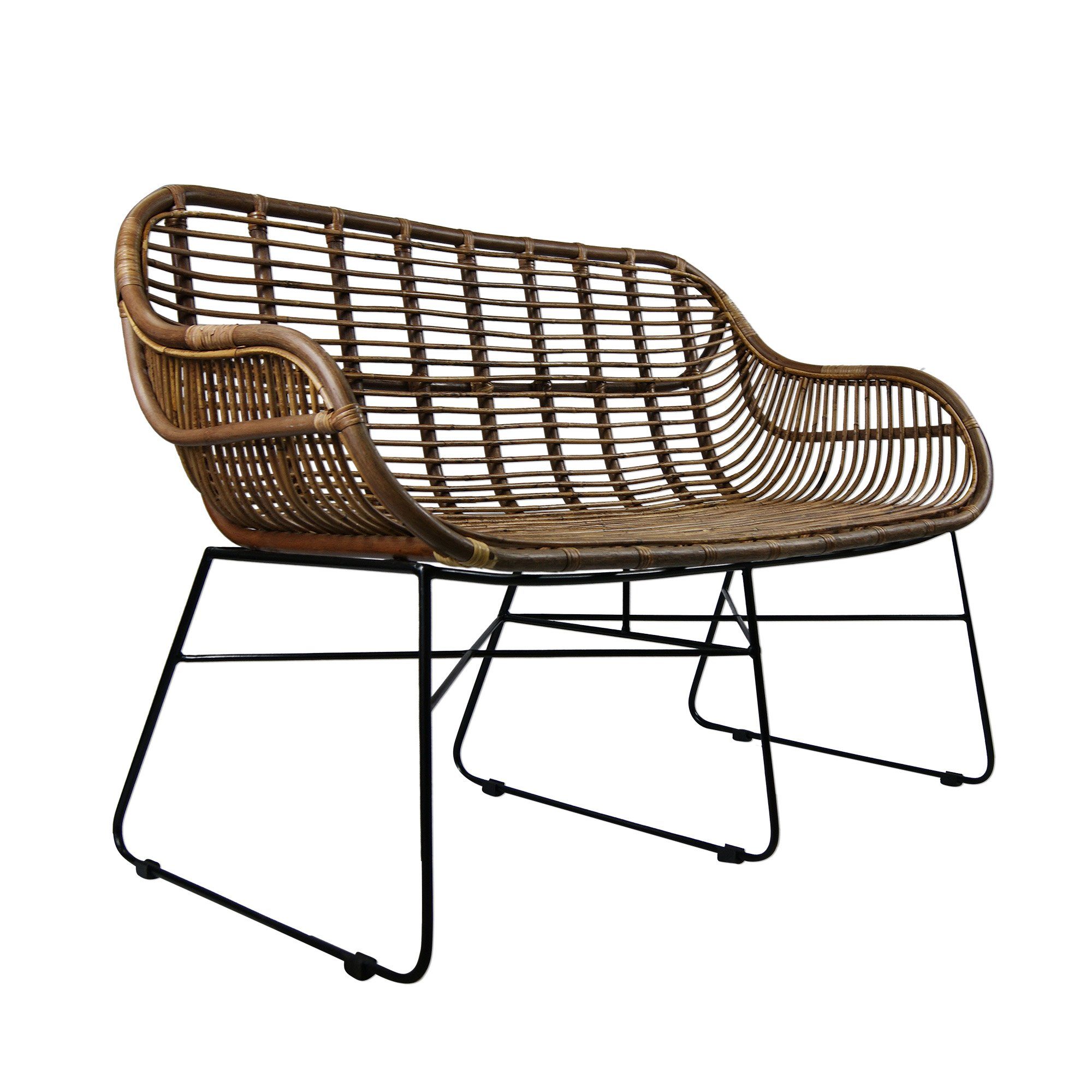 animal-design Rattanstuhl, Rattansofa VENUS Korb-Sofa - braun - Retro 50er Lounge Loft Esszimmer Garten Küche Bistro Balkon Terrasse mit Armlehne