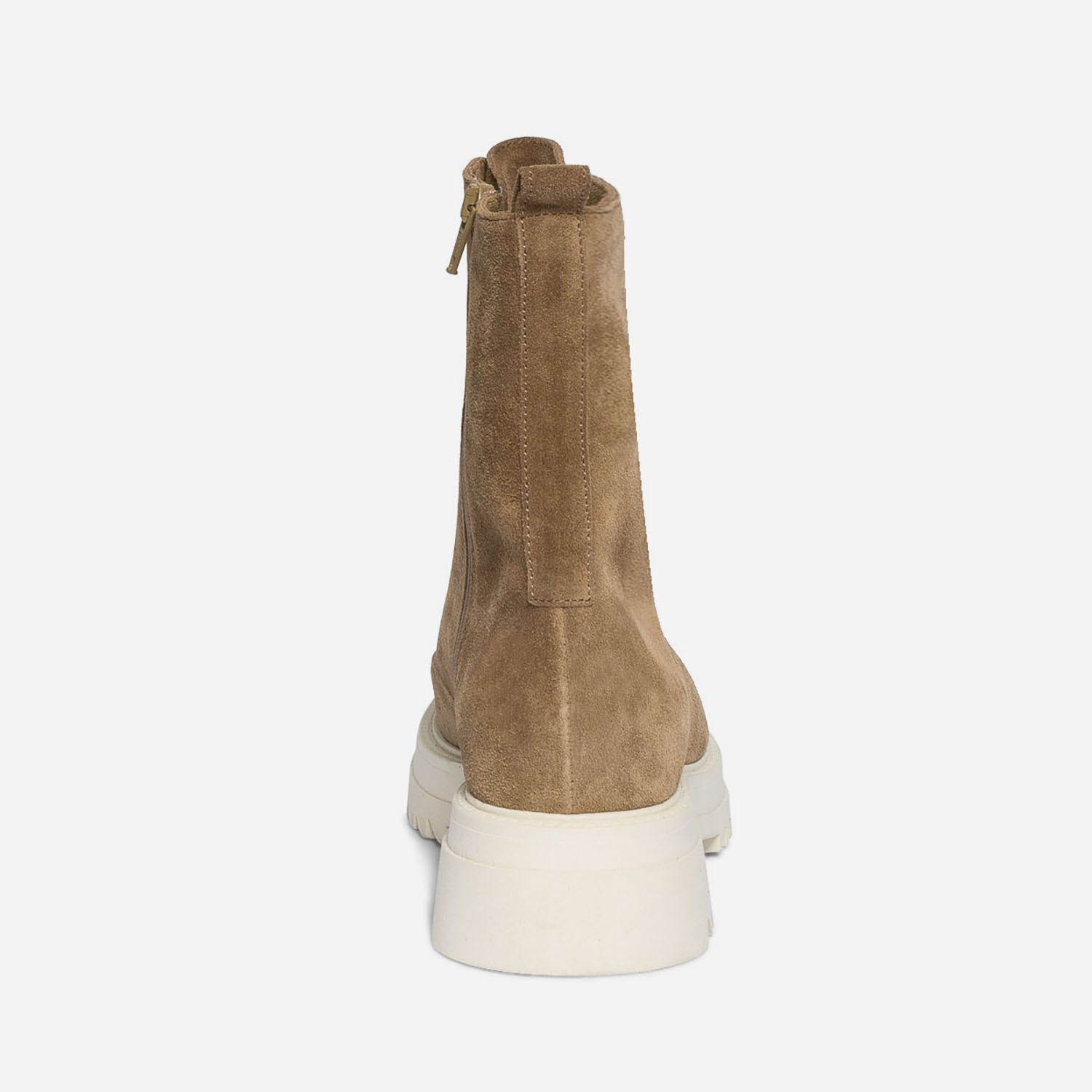 Boots à lacet TEXTO beige en cuir velours