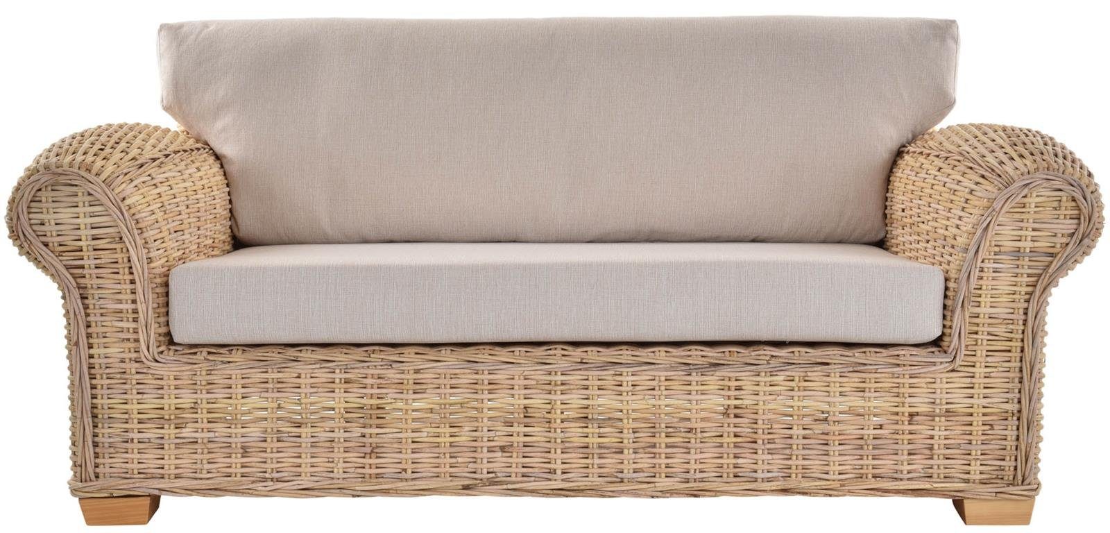 Krines Home Loungesofa Rattansofa Lounge Liegesofa Wohnzimmer Couch Rattan Sofa mit Polster