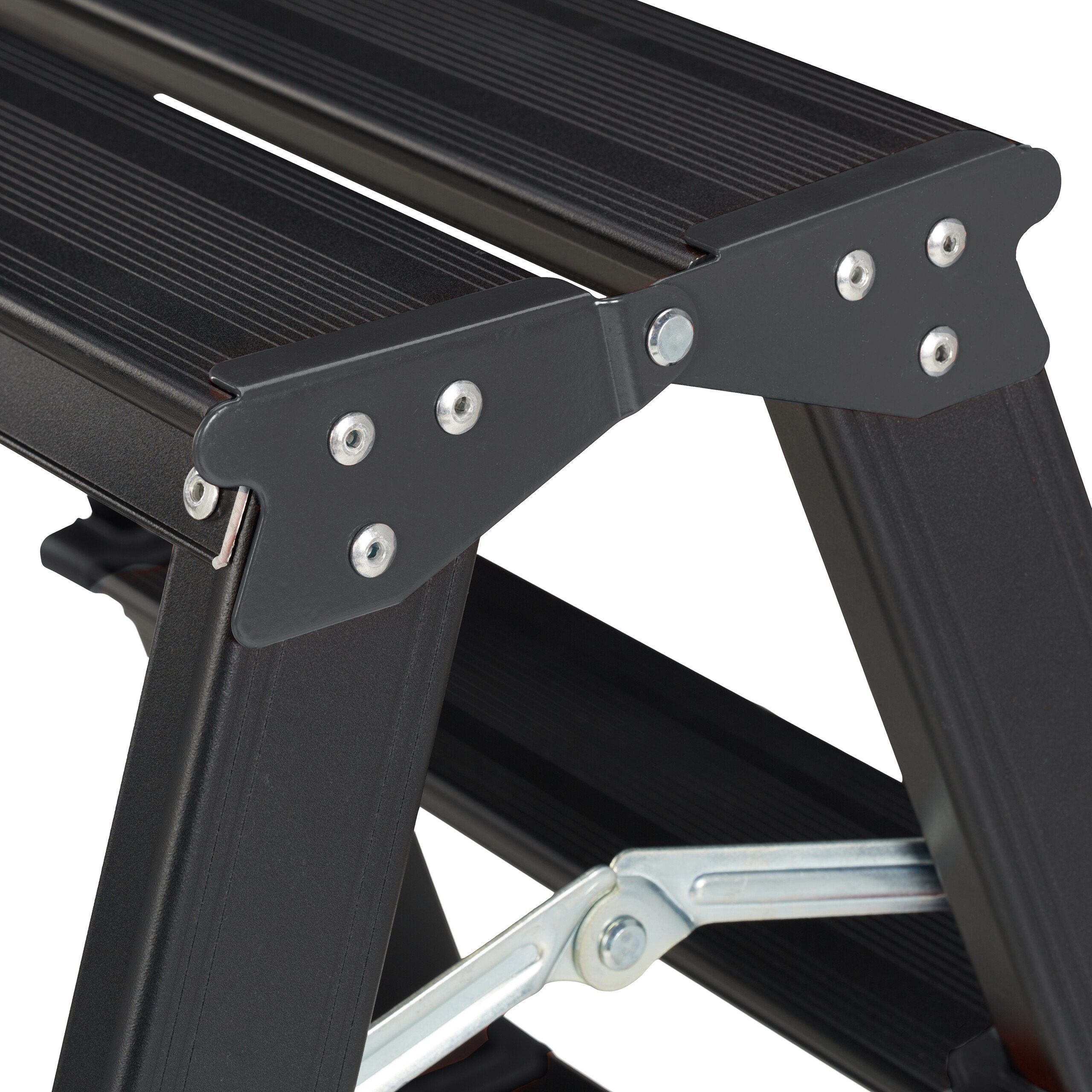 relaxdays Bockleiter Klappbare Trittleiter aus Aluminium, 2 Stufen