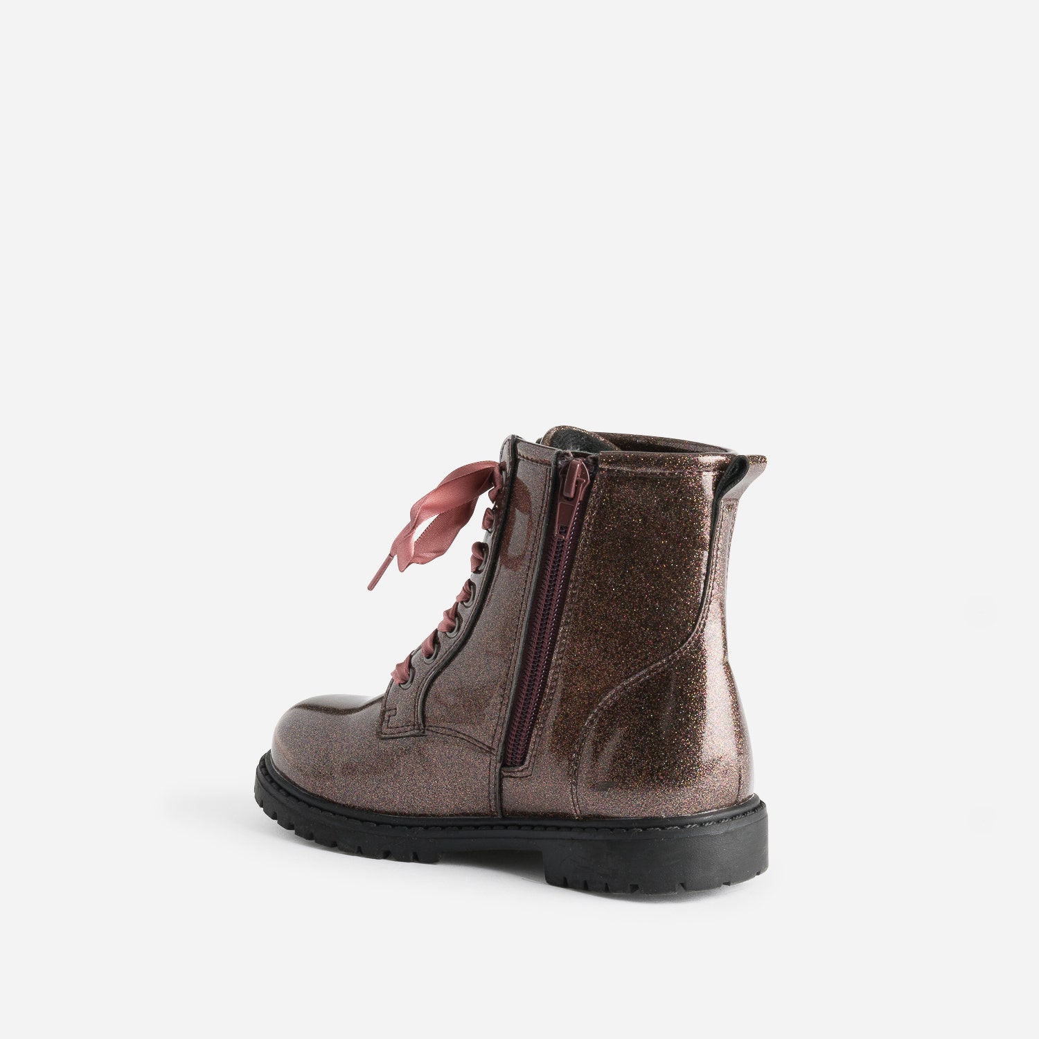 Boots BUGGY rose pailleté à lacet-ruban