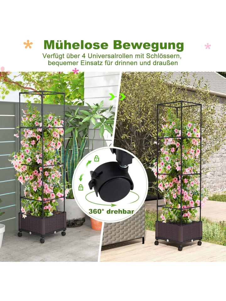 COSTWAY Rankhilfe mit Blumenkasten 40x40x170cm in Braun günstig kaufen onesize