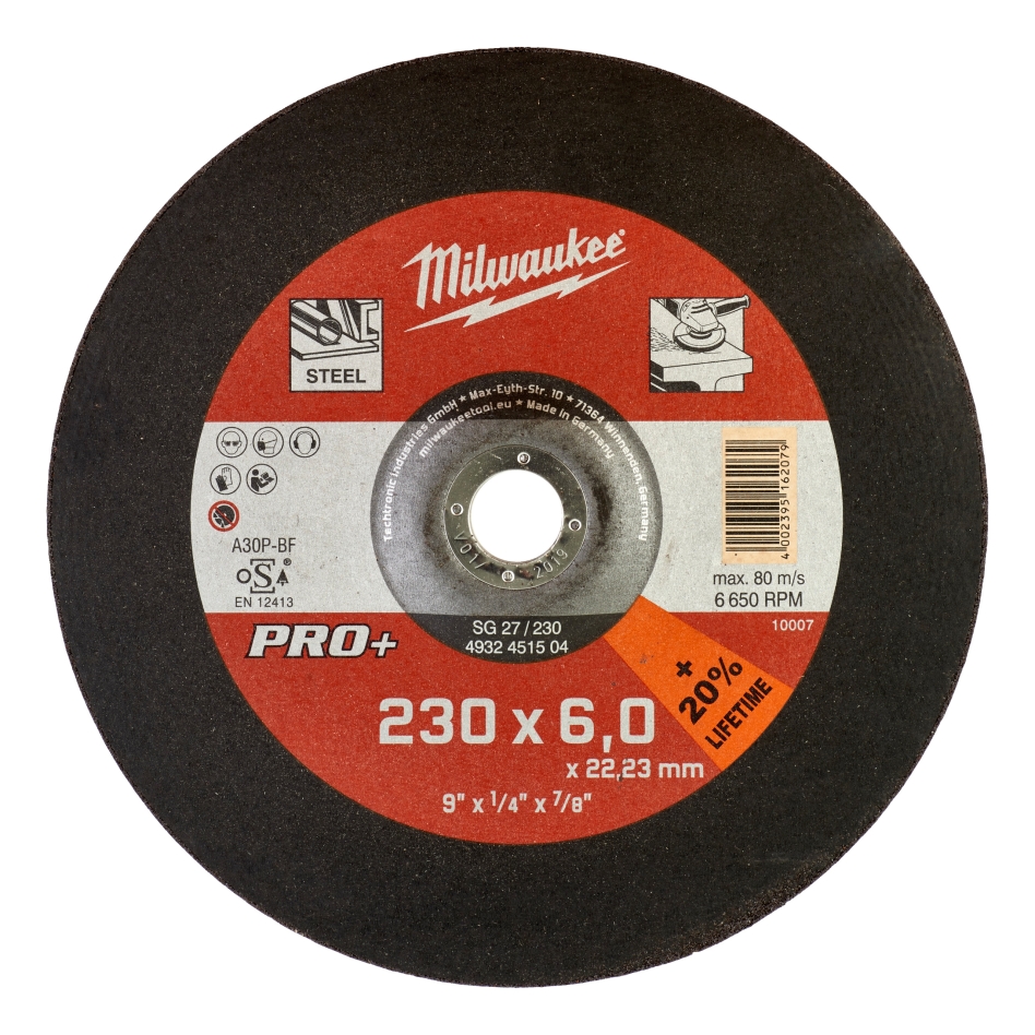 Milwaukee Tilbehør 4932451504 Metal Afgratningsskive SG27 230 x 6 mm PRO+ (bestilles i pakker med 10)