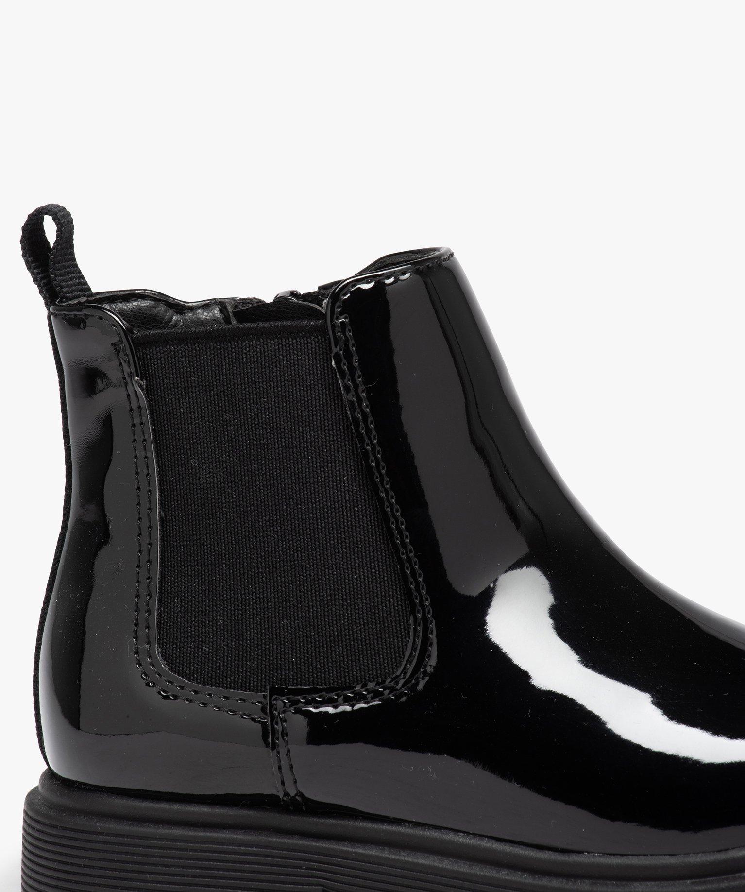 Bottes fille Chelsea vernies à zip noir | GEMO