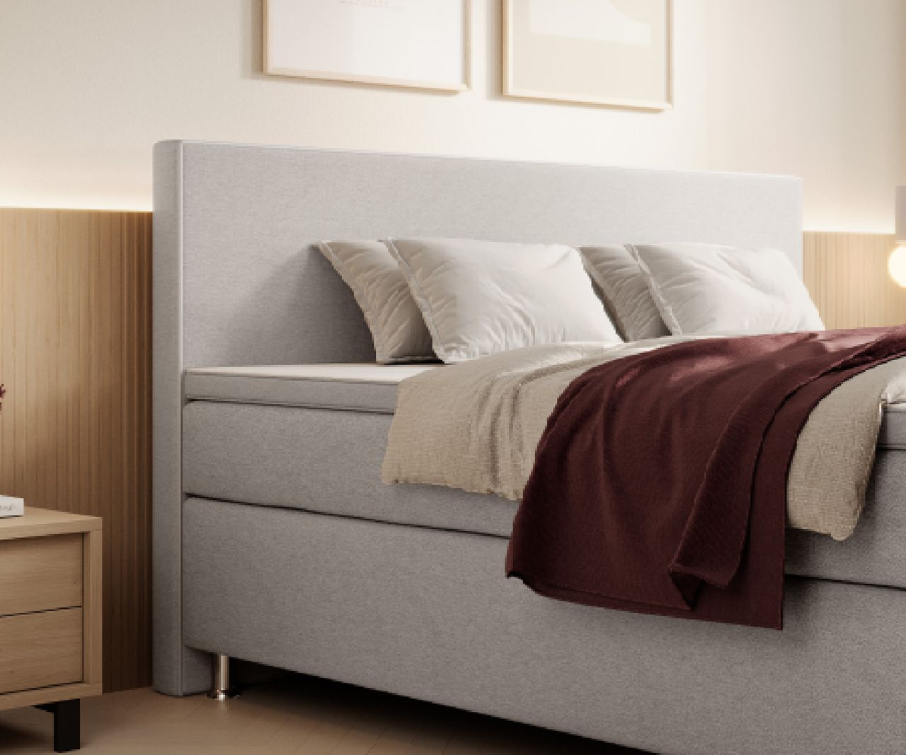 IHG Boxspringbett Gent 180x200cm Silbergrau BEZ-176626