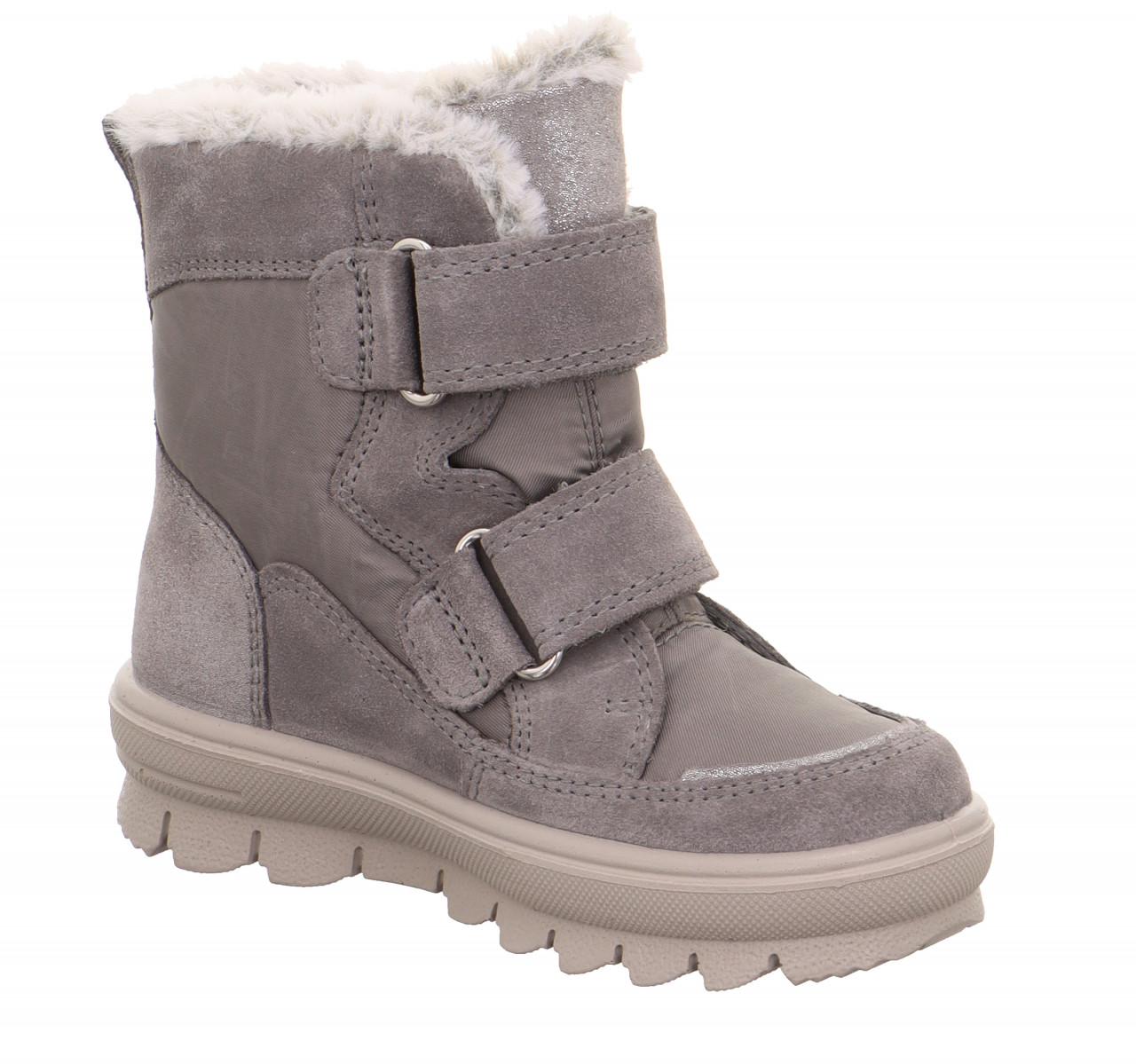 FLAVIA - Grau/Pink Boots mit Klettverschluss