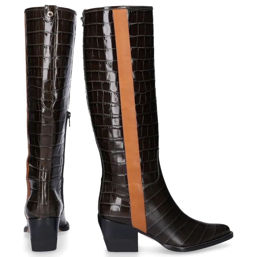 Chloé - Stiefel VINNY Kalbsleder Prägung braun olive - braun