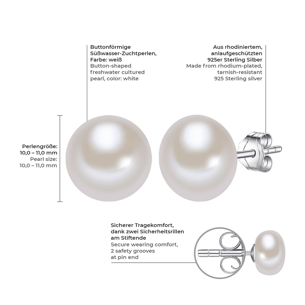 Valero Pearls Puce d'oreille en perle Perle de culture d'eau douce Perle de culture d'eau douce Boucles d'oreilles