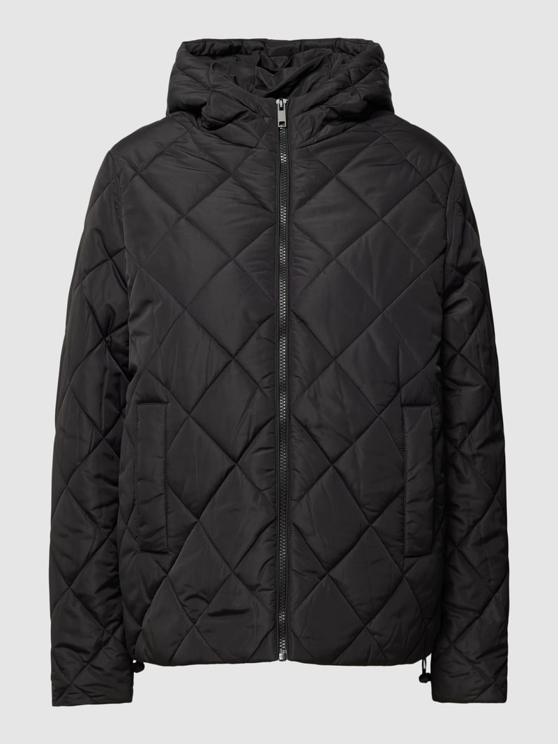 Steppjacke mit Kapuze in schwarz
