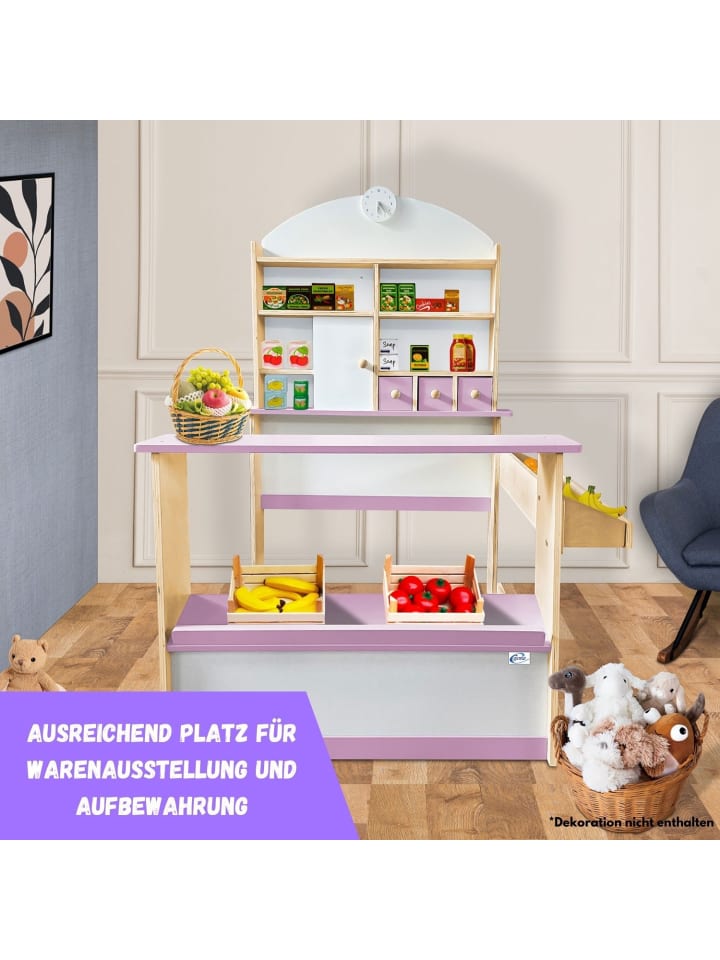 Coemo Kaufmannsladen Lilly Holz mit Verkaufstheke in Rosa günstig kaufen onesize