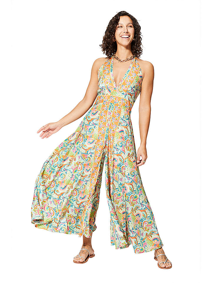 Aller Simplement Jumpsuit in Hellgrün/Orange günstig kaufen 34-40