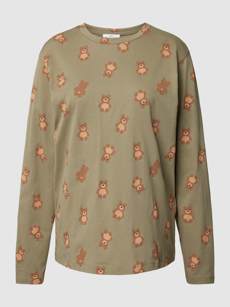 Pyjama-Oberteil mit Allover-Print in khaki