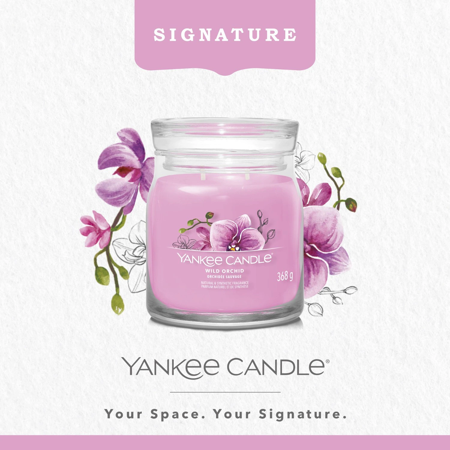 YANKEE CANDLE Bougie moyenne en verre Orchidée sauvage