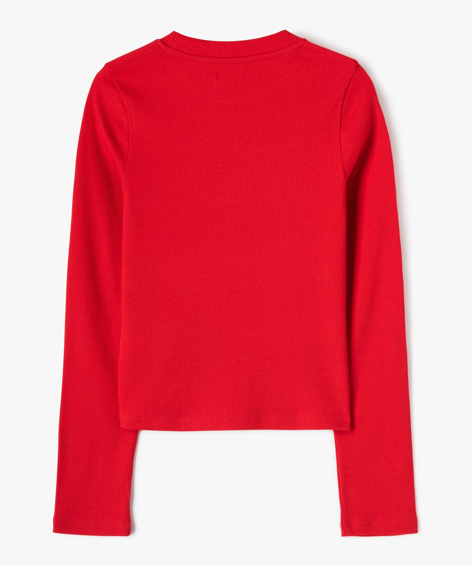 Tee-shirt à manches longues en maille ctelée fille rouge | GEMO