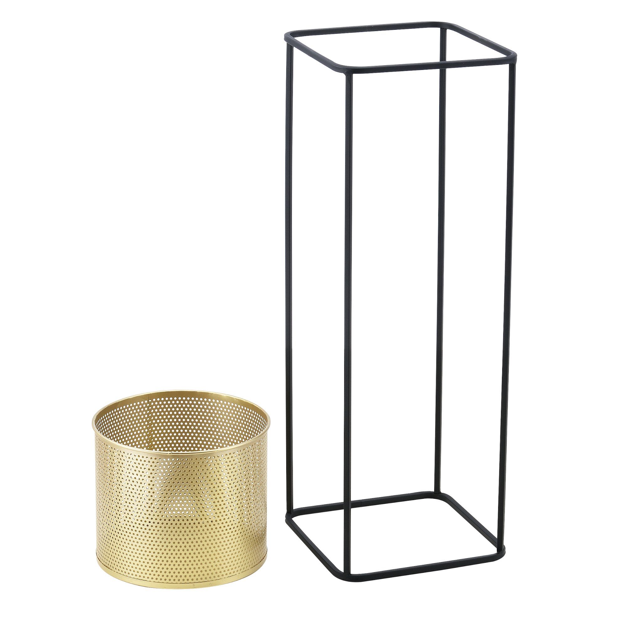 en.casa Blumenständer (Set, 2er), Mettet Pflanzenständer 2er Set Metall Goldfarben/Schwarz