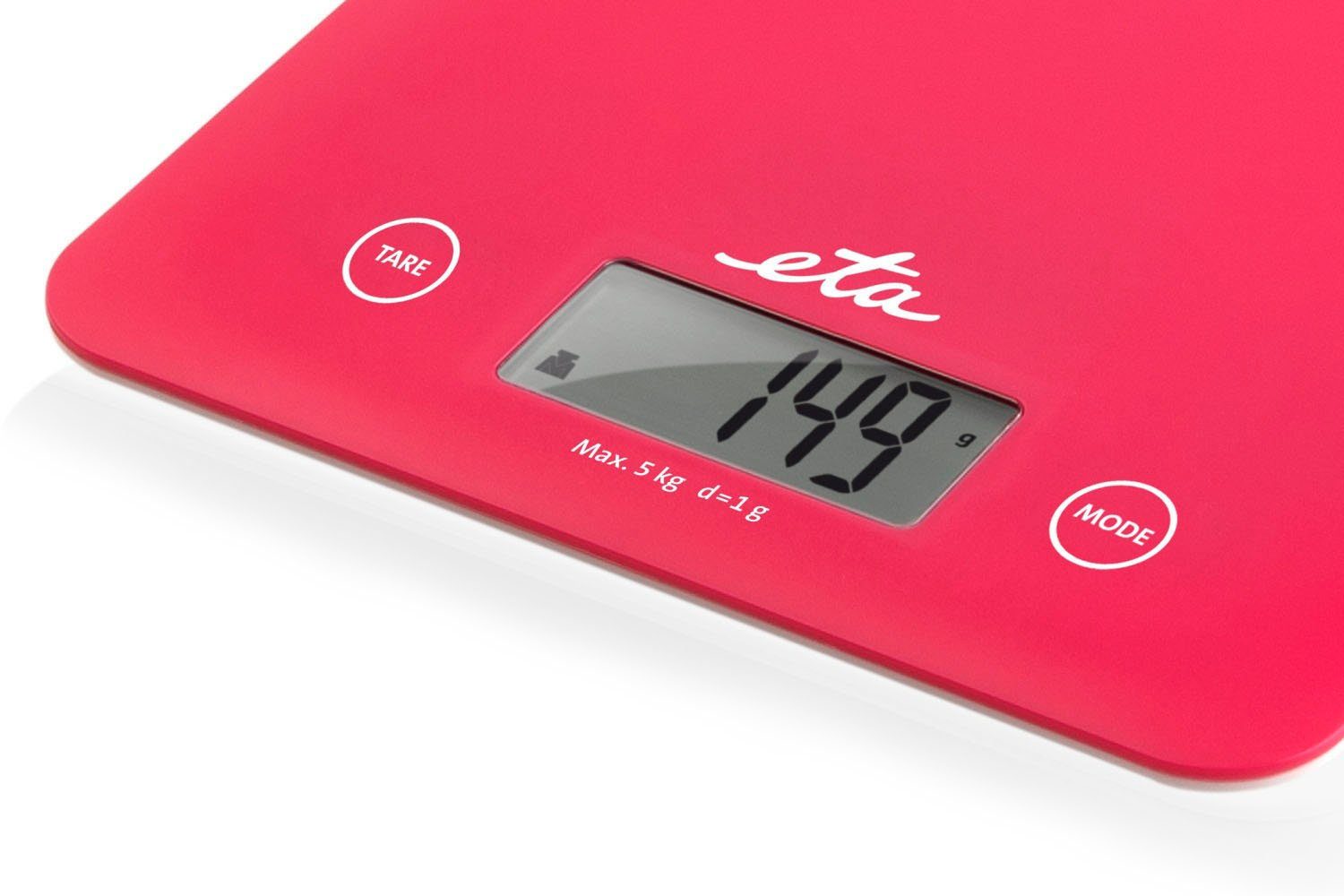 eta Küchenwaage ETA277790020 Lori pink, (1-tlg), bis 5kg, Genauigkeit 1g, LCD-Display, TARE