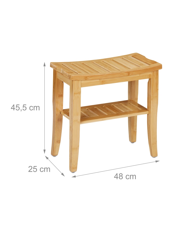 relaxdays Badhocker in Natur - (B)48 x (H)45,5 x (T)25 cm günstig kaufen onesize
