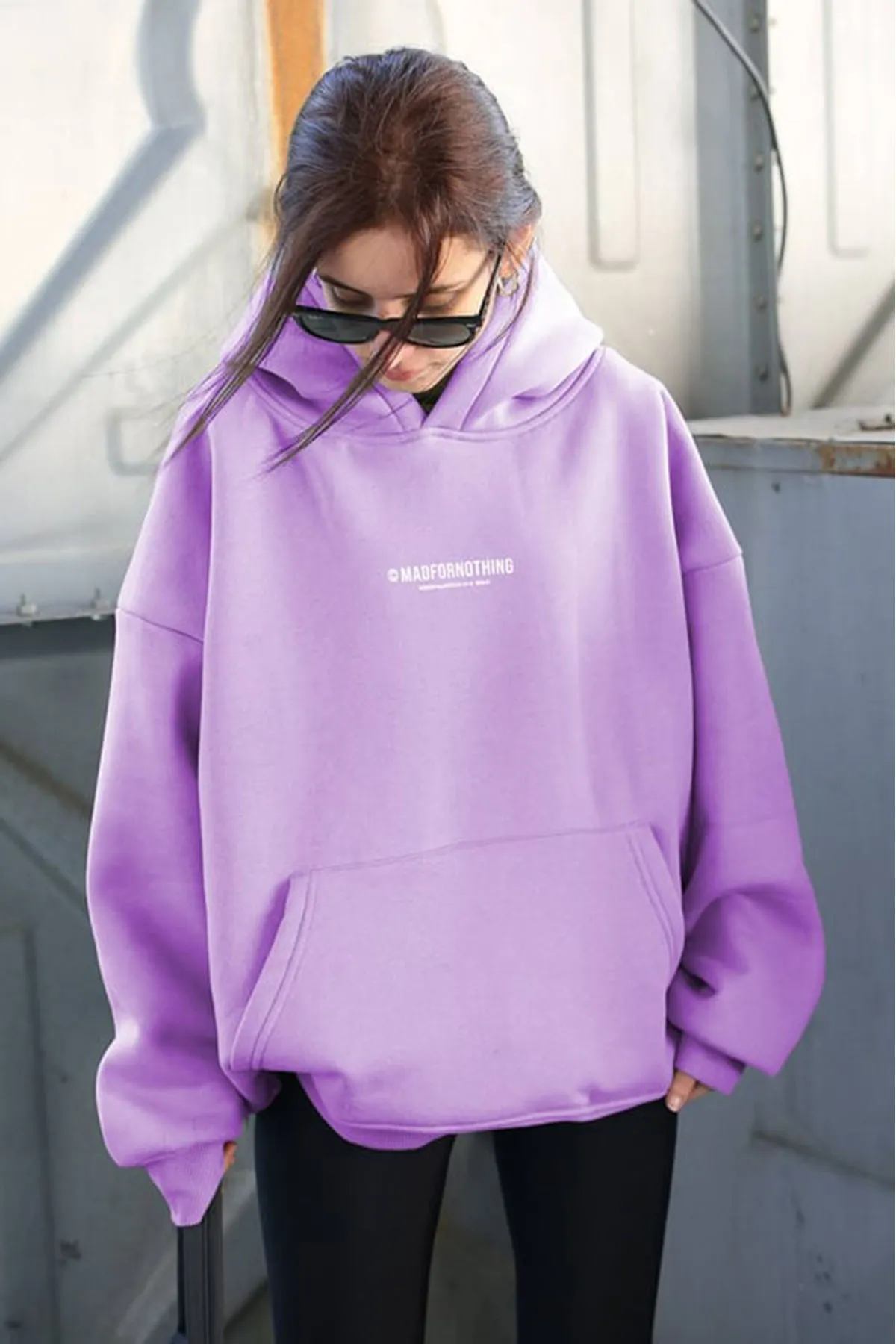 Madmext  Lila bedrucktes Oversize-Sweatshirt Mg1287