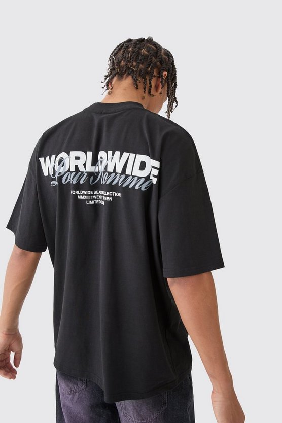 Oversize Worldwide T-Shirt mit Print