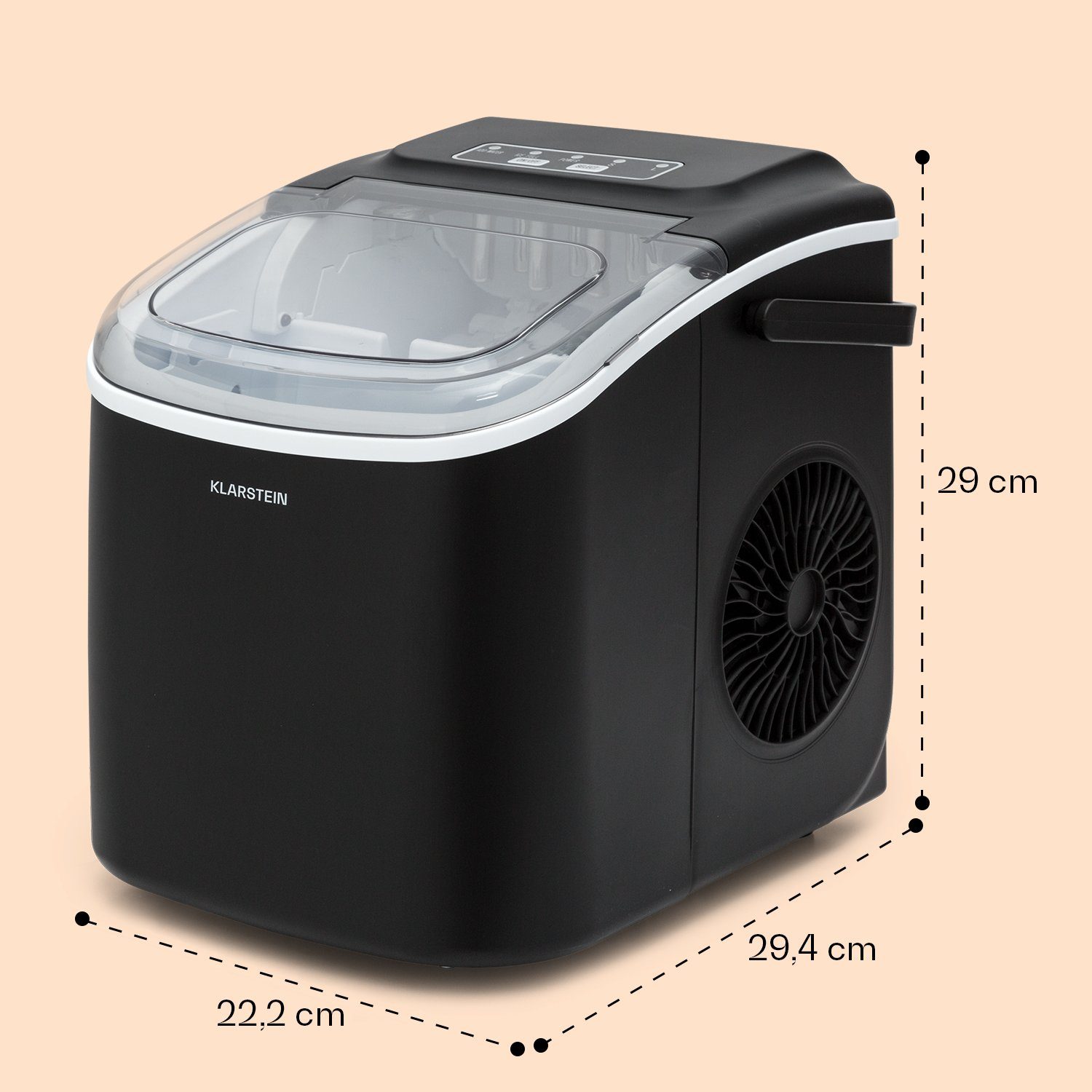 Klarstein Eiswürfelmaschine Caldwell, Elektrischer Eiswürfelbereiter Bulleteis 12kg/24h Wassertank 1,3 L