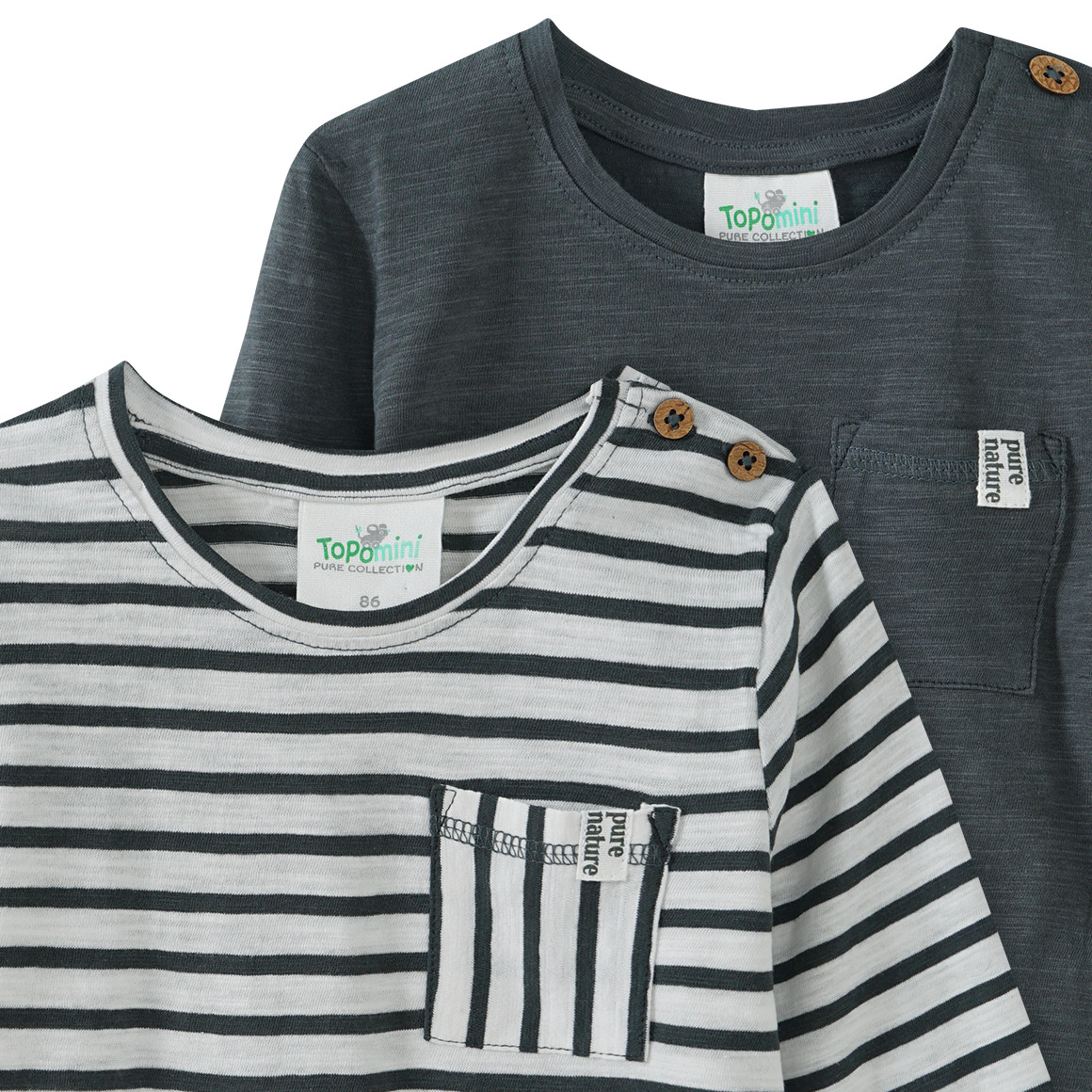 2 Baby Langarmshirts mit Flammgarn