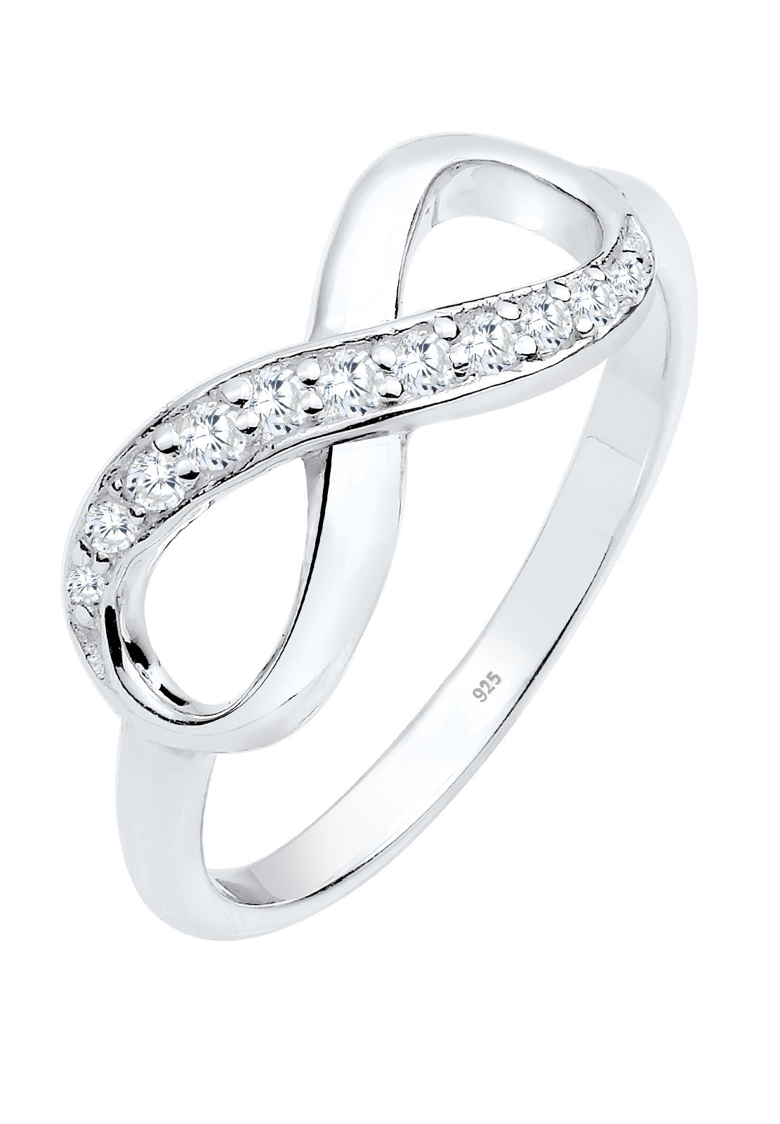 Boucles d'oreilles Elli pour femme, ornées du symbole de l'infini et de cristaux de zircone cubique, en argent sterling 925.