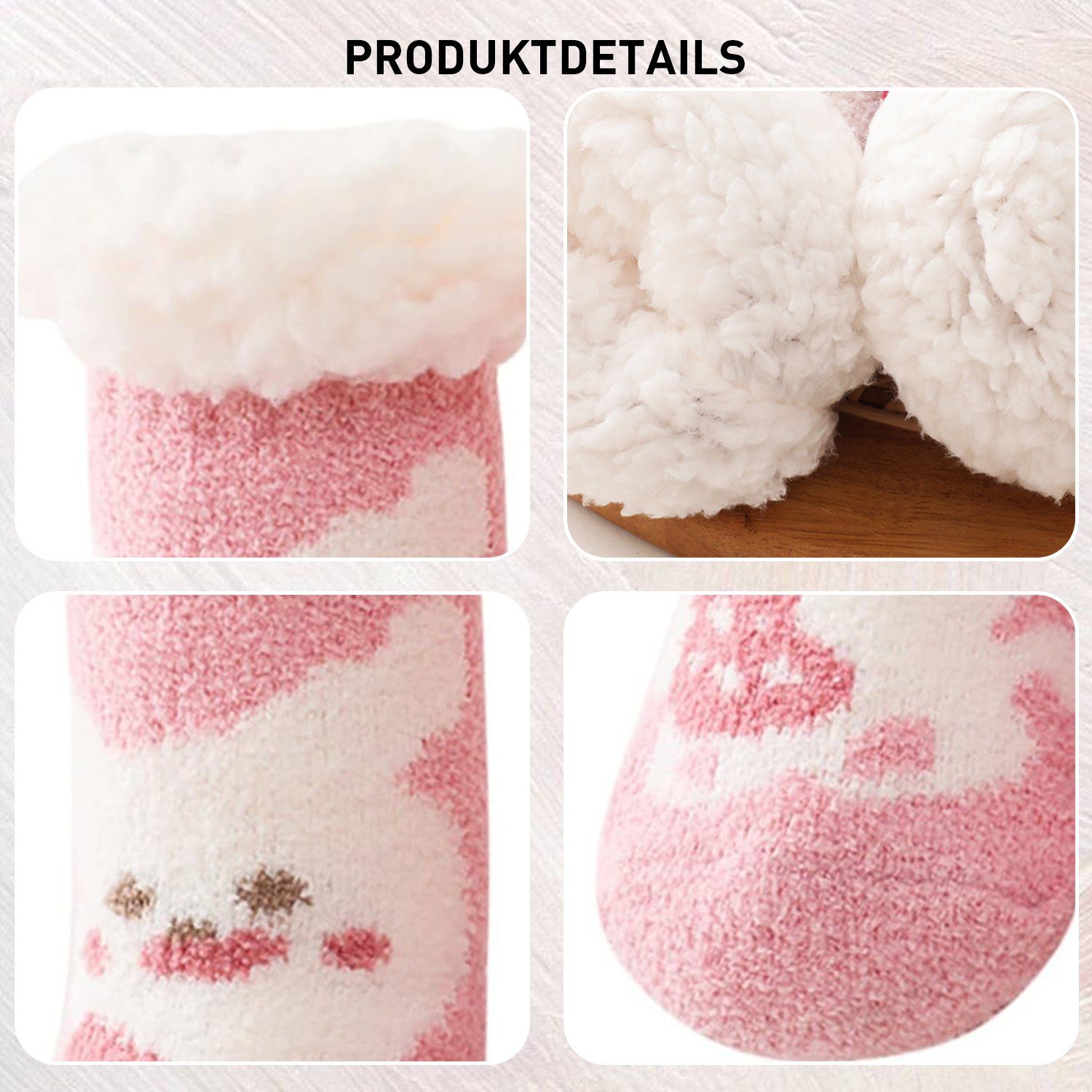 Daisred Thermosocken 3 Paar Kinder Tiersocken Flauschige Bodensocken