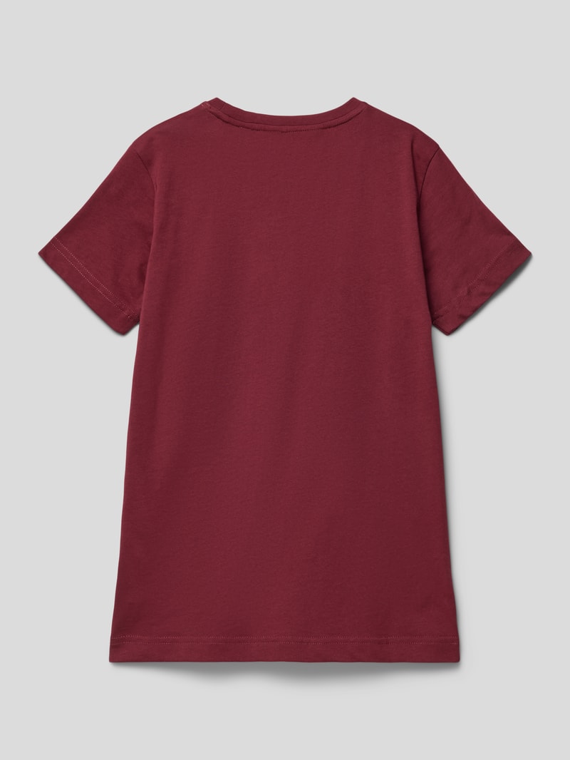 T-Shirt mit Label-Stitching Modell 'TONAL' in bordeaux rot
