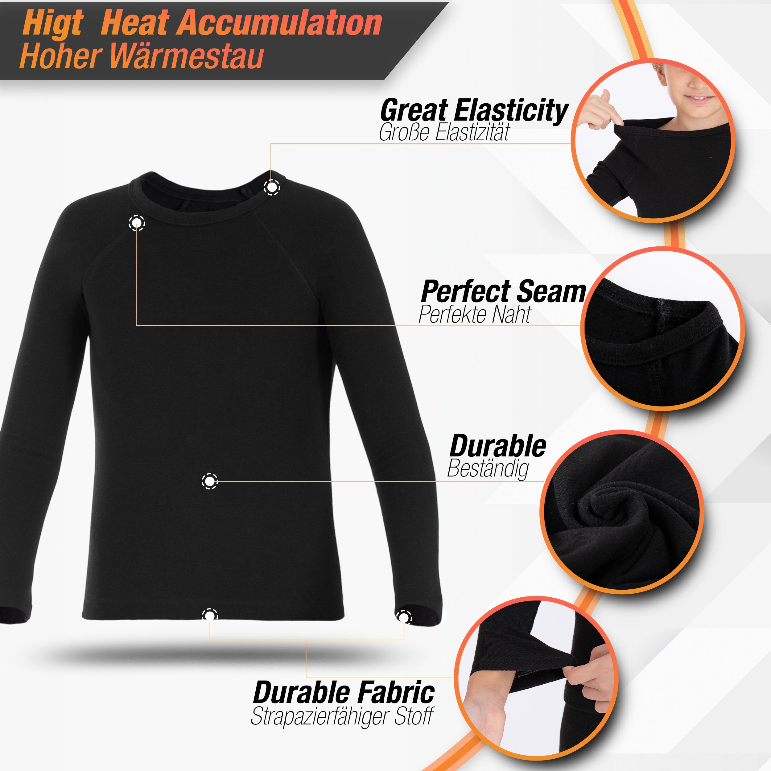 LOREZA Thermounterhemd 2 Kinder Jungen Mädchen Thermounterwäsche Langarm (2-St) FLEECE INNENFUTTER Angeraute Innenseite für ein flauschiges und wärmendes Wohlgefühl