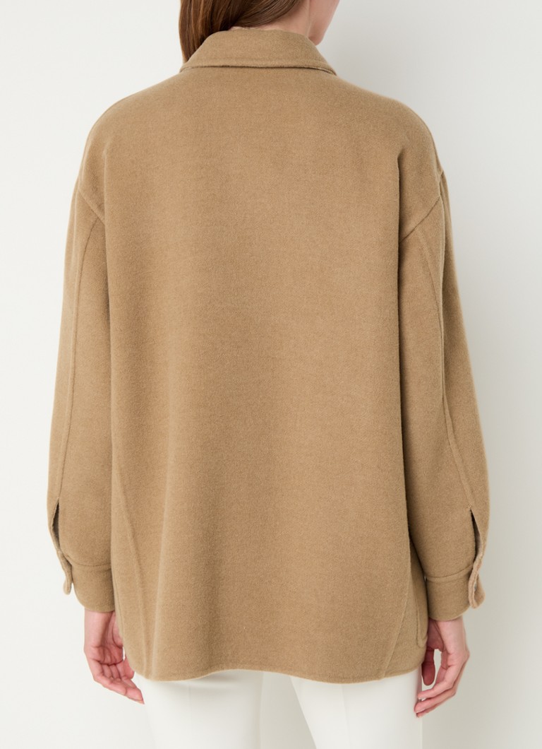MaxMara Aldo reversible camel wool overshirt with patch pockets