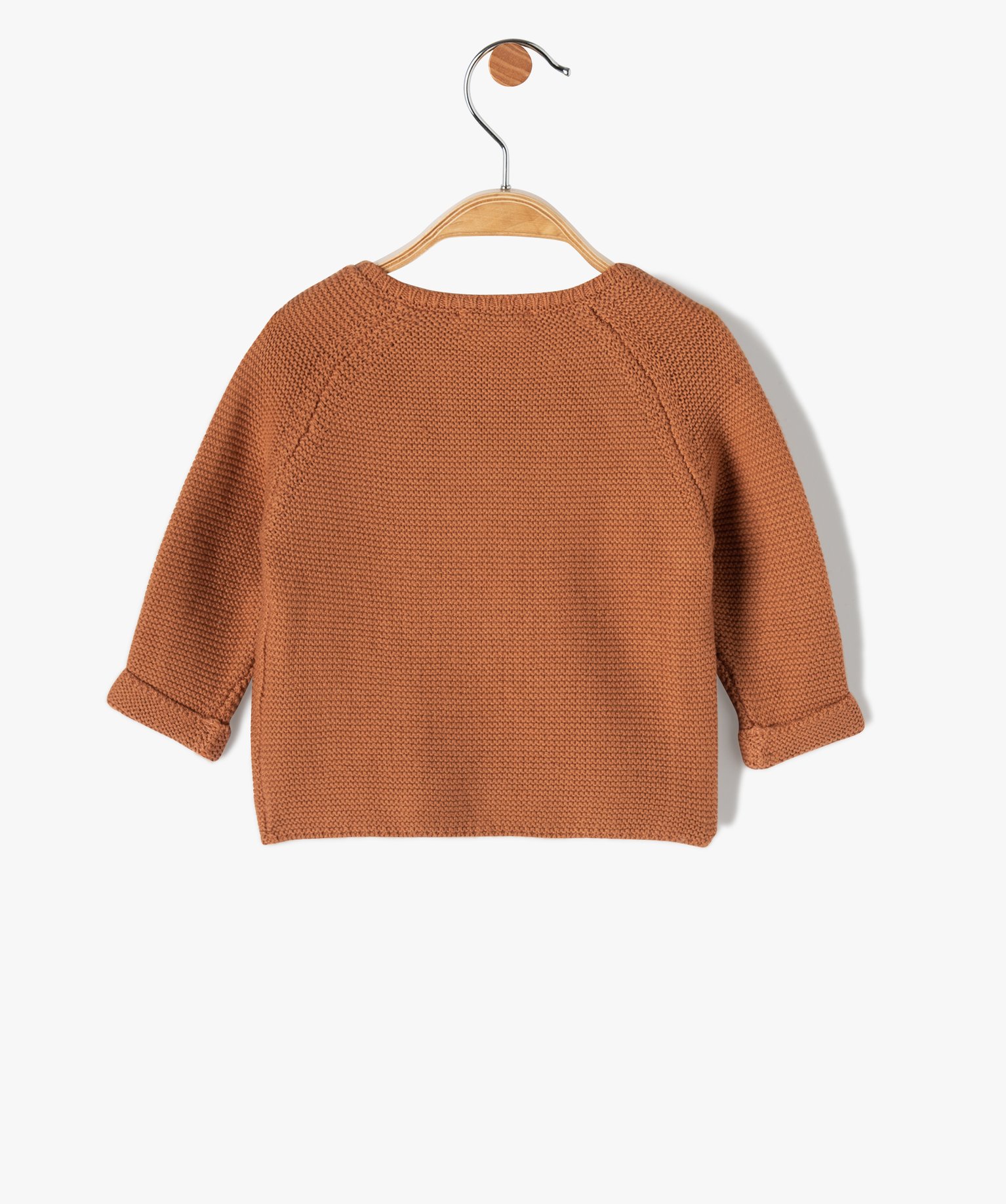 Gilet brassière bébé en maille fantaisie coloris uni camel | GEMO