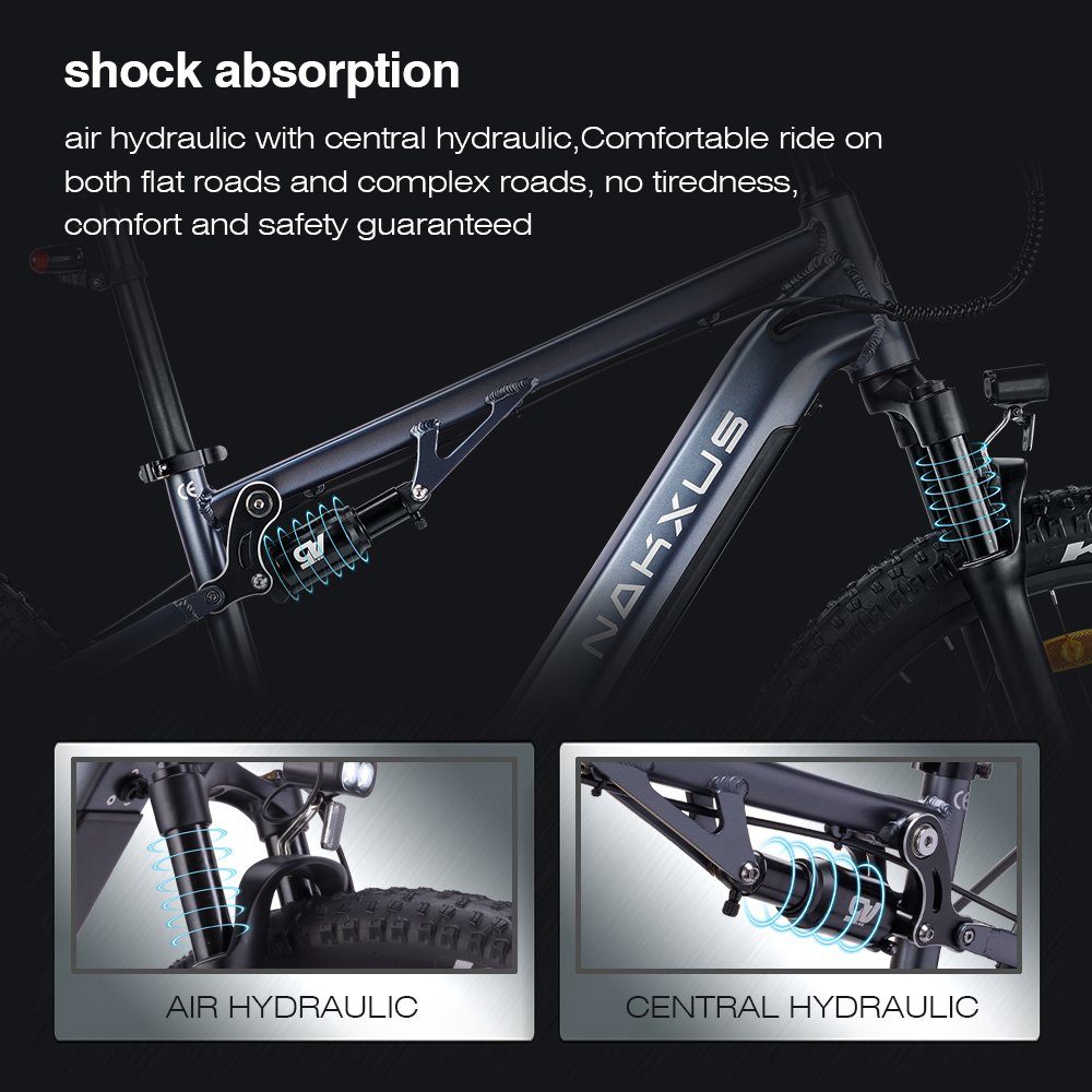 DOTMALL E-Bike nakxus Mittelmotor und breiten Reifen,9 Gang,36V 10.4AH 250W