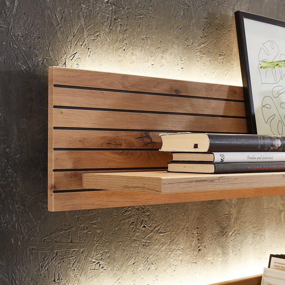 Lomadox Wohnwand CUST-36, (3-St., 3-tlg), Set mit 2 Wandboards grün mit Eiche 240 cm, Wohnwand, Fernsehschrank