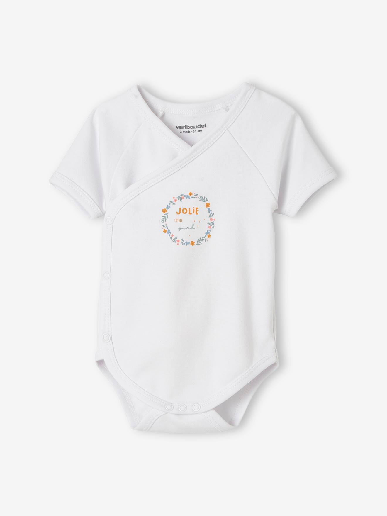 Vertbaudet 3er-Pack Baby Kurzarmbodys mit Blumen Oeko-Tex - pack graugrün