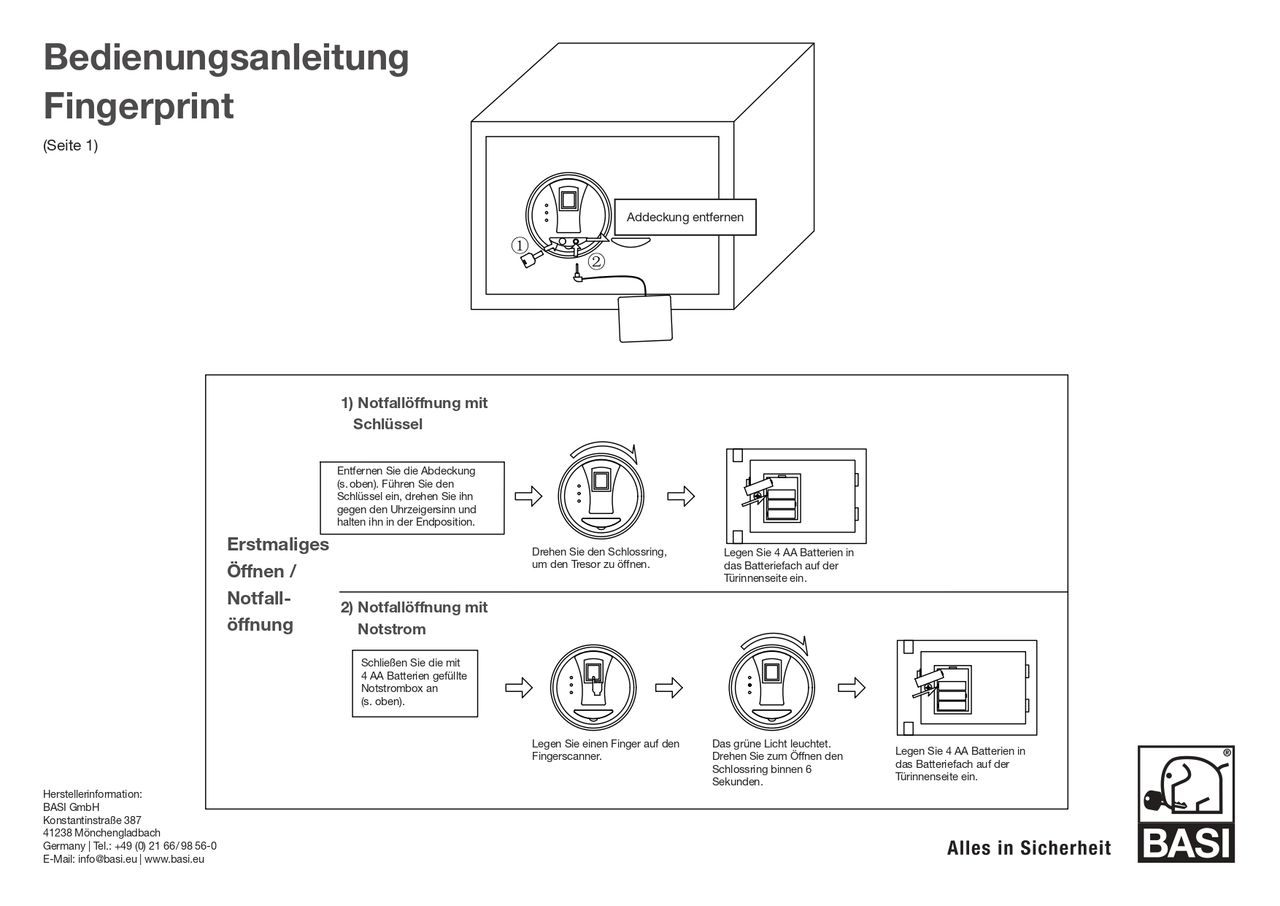 Basi Elektronik-Möbel-Tresor - EMT 200 - Fingerprint