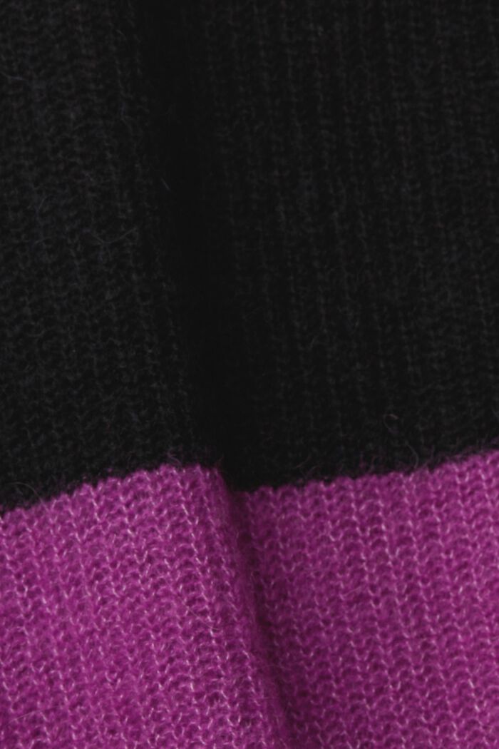 Gestreifter V-Pullover mit Wolle und Alpaka