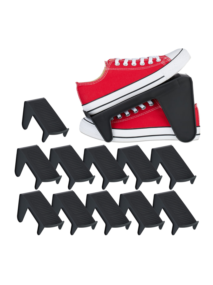 relaxdays 12 x Schuhhalter in Schwarz günstig kaufen onesize