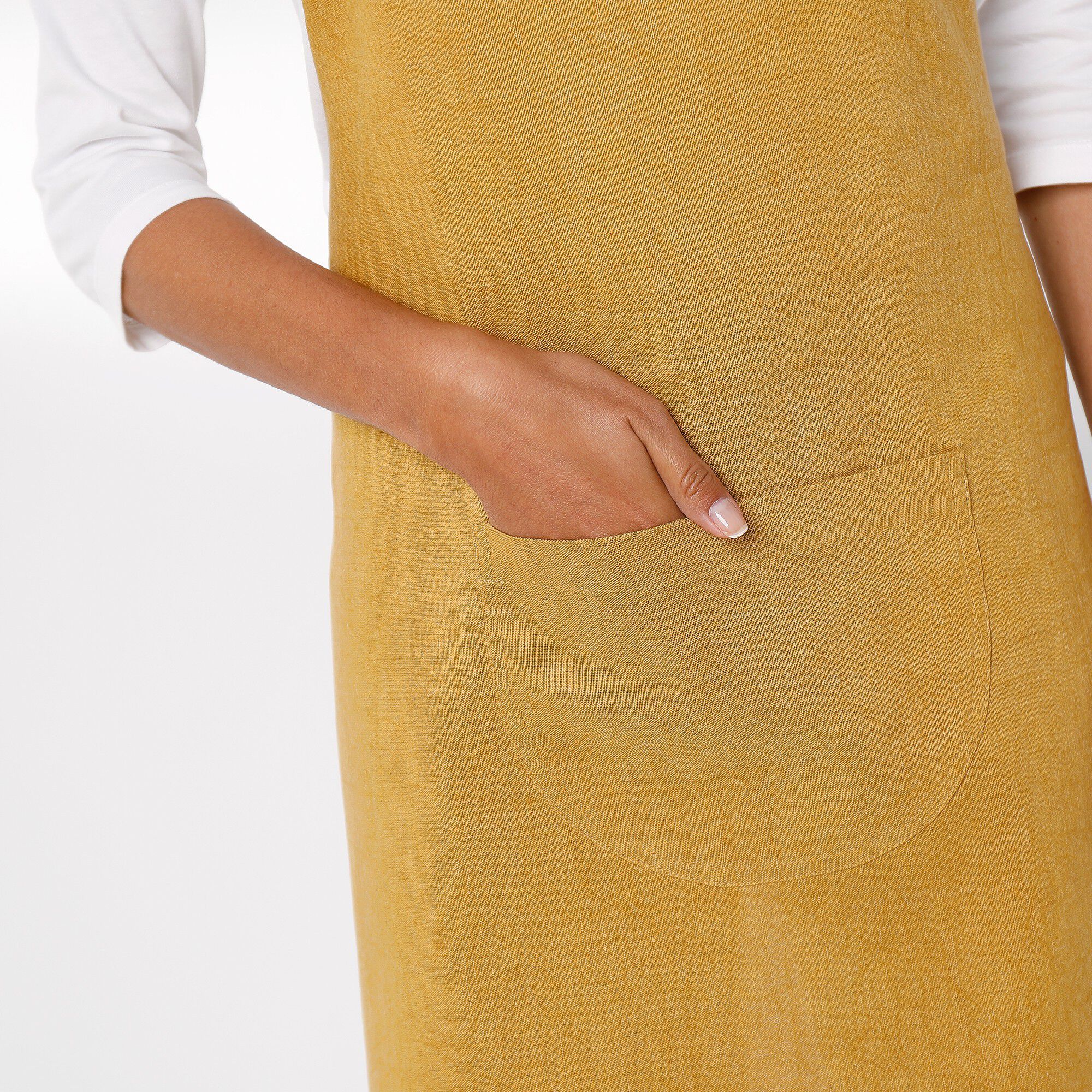 Tablier bavette coton et lin uni personnalisable