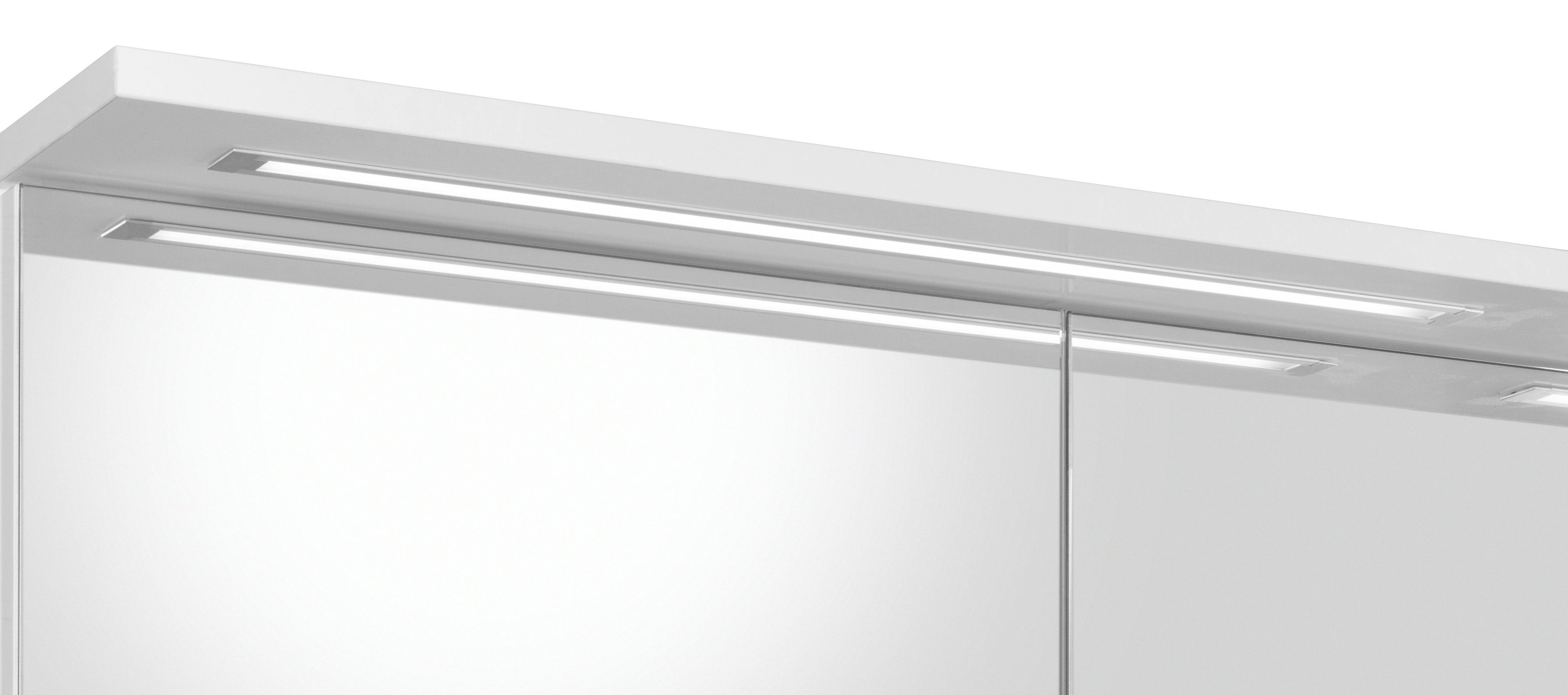 Schildmeyer Spiegelschrank Profil 16 Breite 120 cm, 3-türig, 2x LED-Beleuchtung, Schalter-/Steckdosenbox